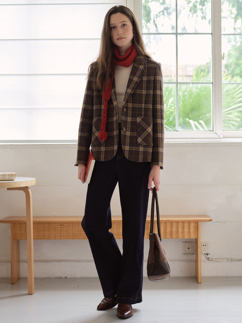 Charis Plaid Single-Breasted Wool-Blend Blazer