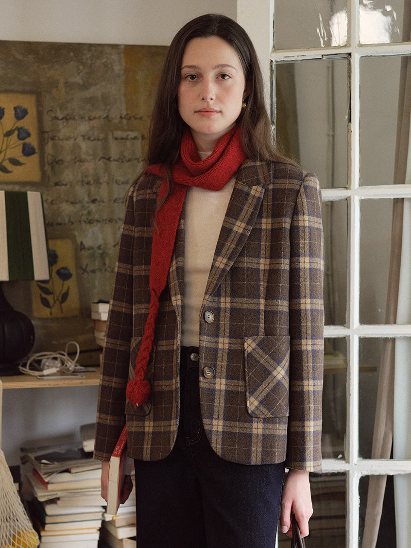 Charis Plaid Single-Breasted Wool-Blend Blazer