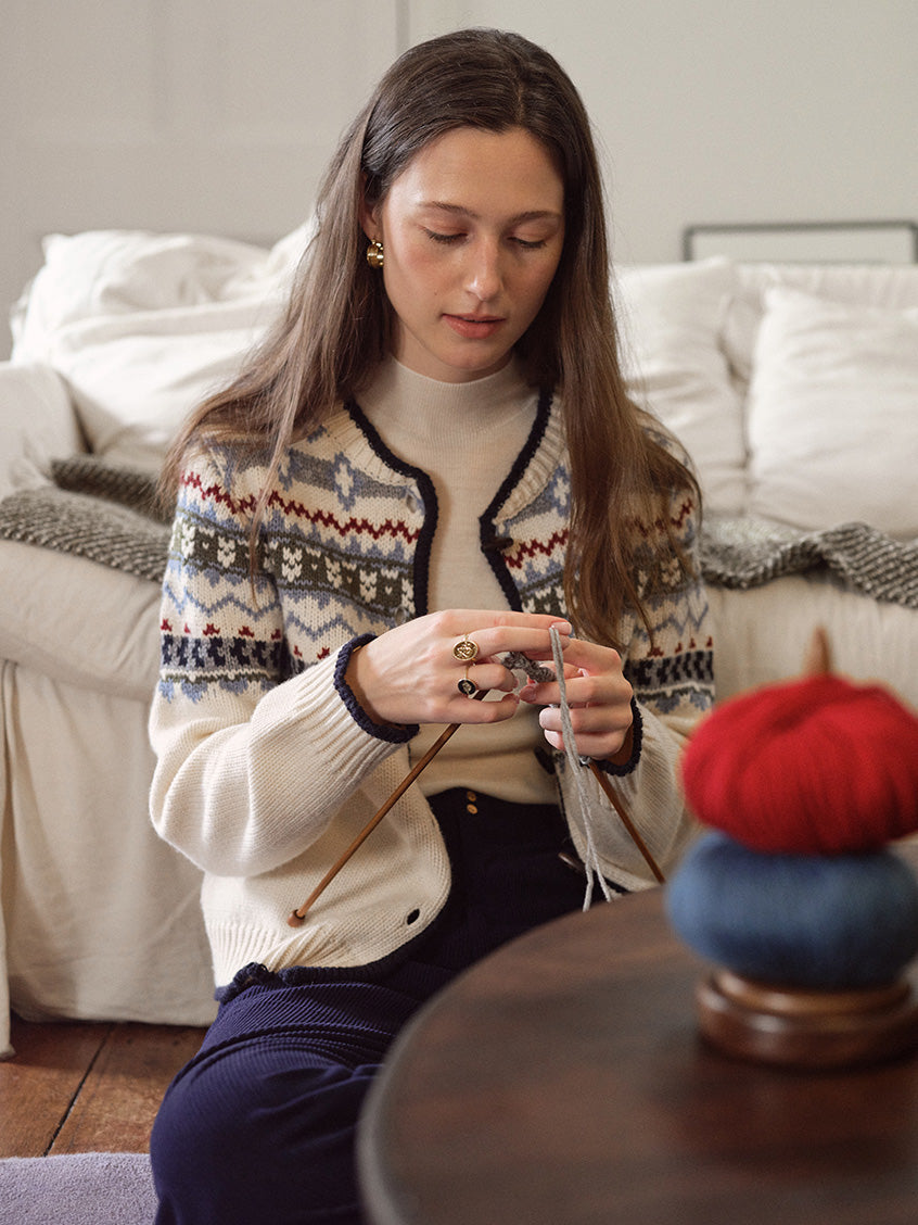 Amelinda Contrast-Trim Wool-Blend Cardigan