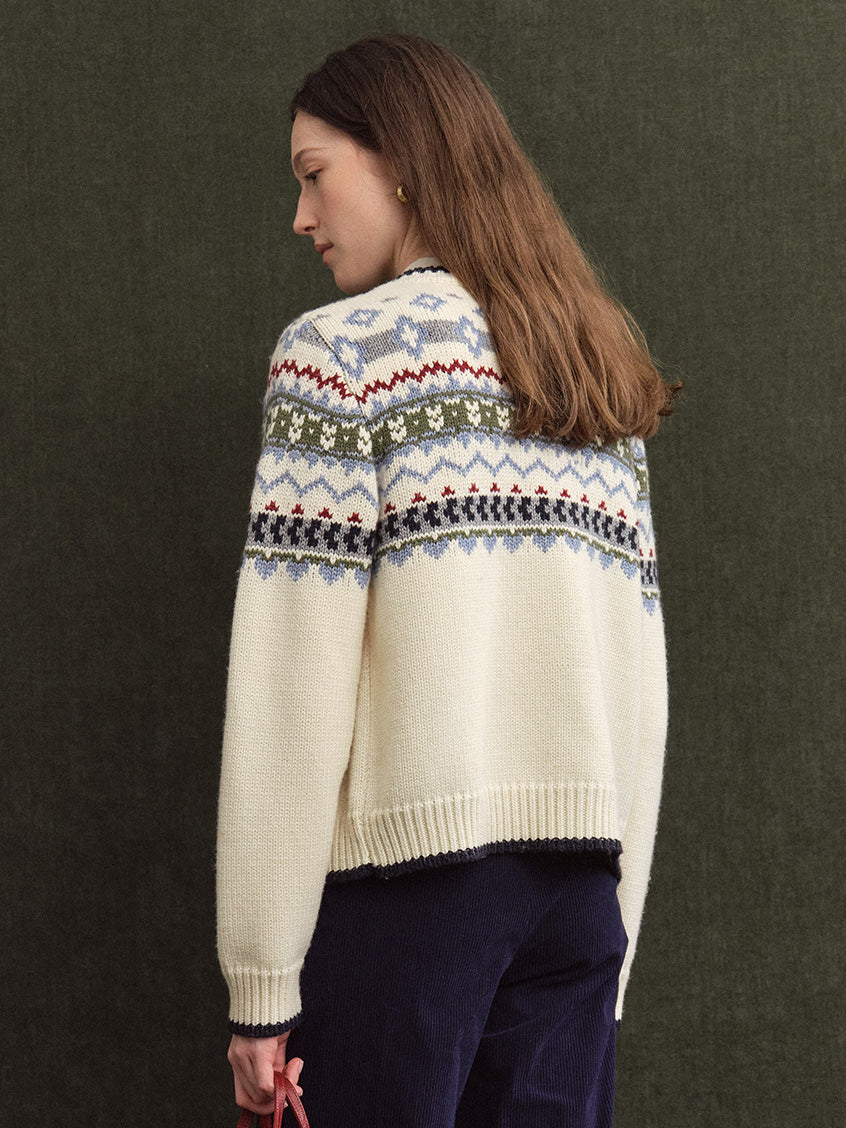 Amelinda Contrast-Trim Wool-Blend Cardigan