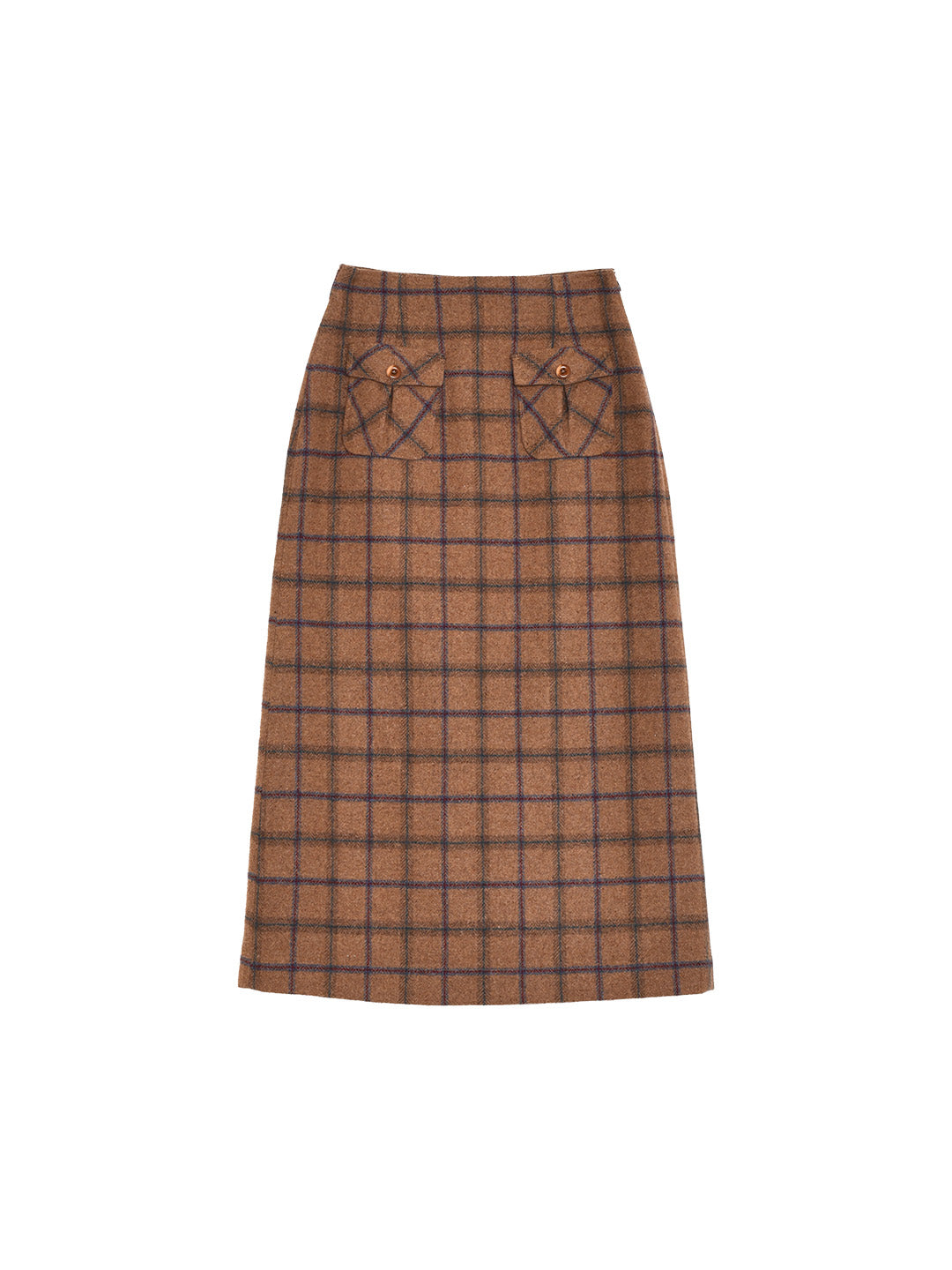Ila Plaid Wool Midi Skirt