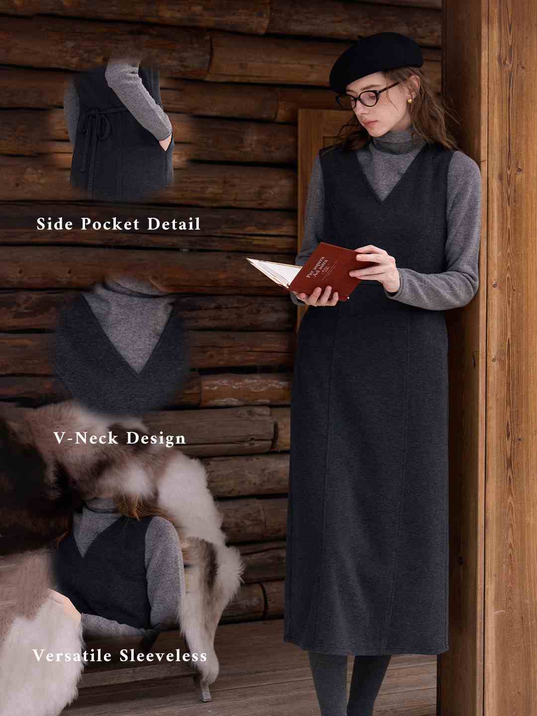 Emmie V-Neck Wool Sleeveless Dress