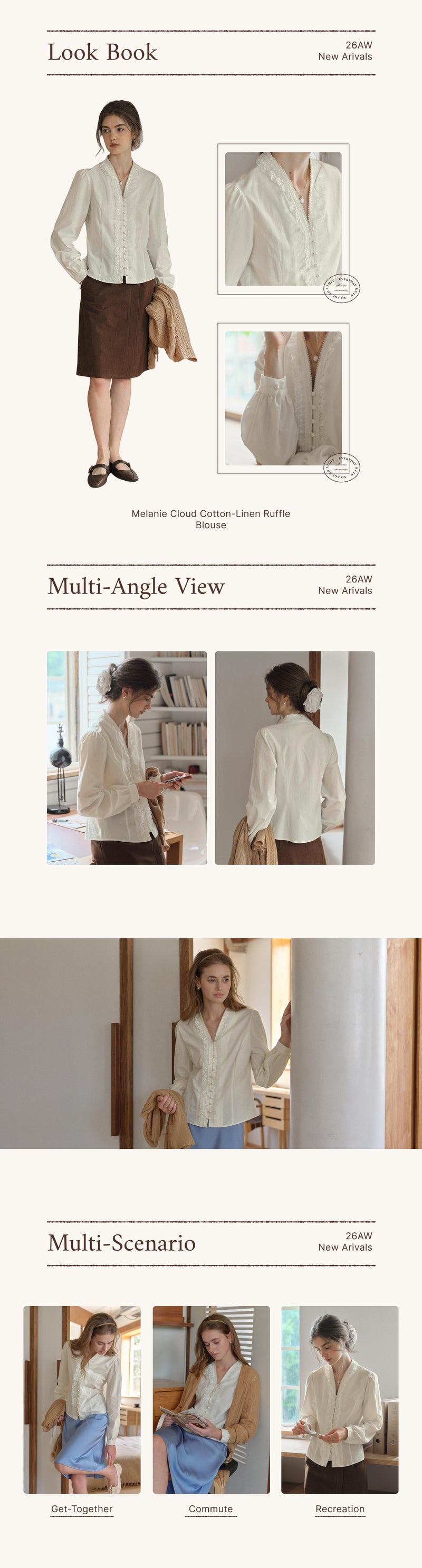 Melanie Cloud Cotton-Linen Ruffle Blouse detail 1