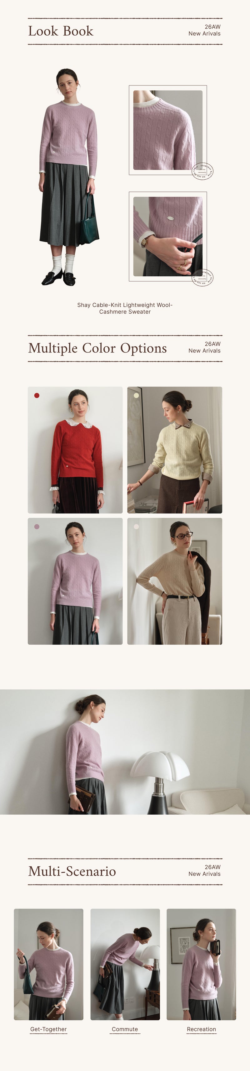 Shay Cable-Knit Lightweight Wool-Cashmere Sweater detail 1