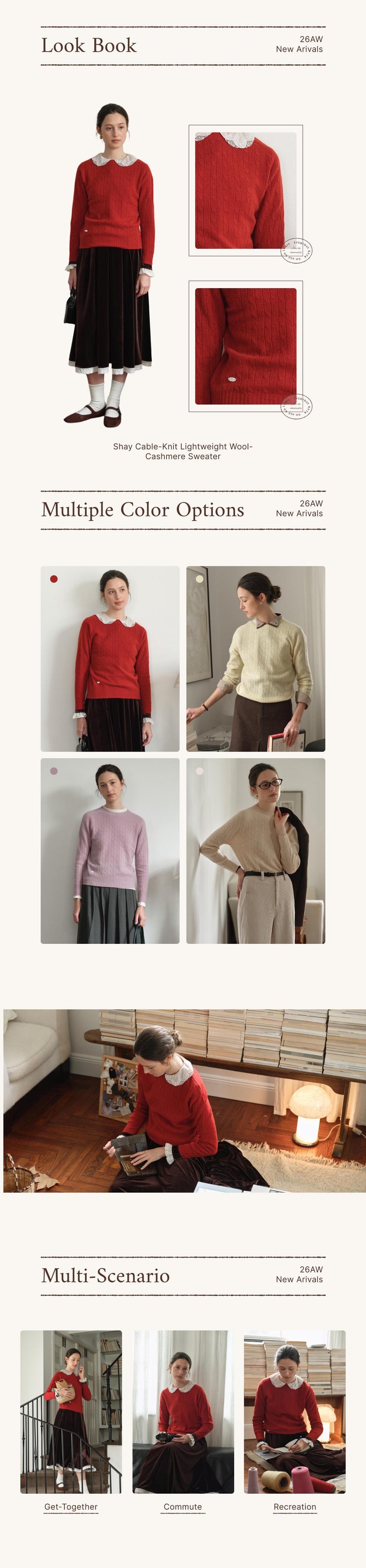 Shay Cable-Knit Lightweight Wool-Cashmere Sweater detail 1