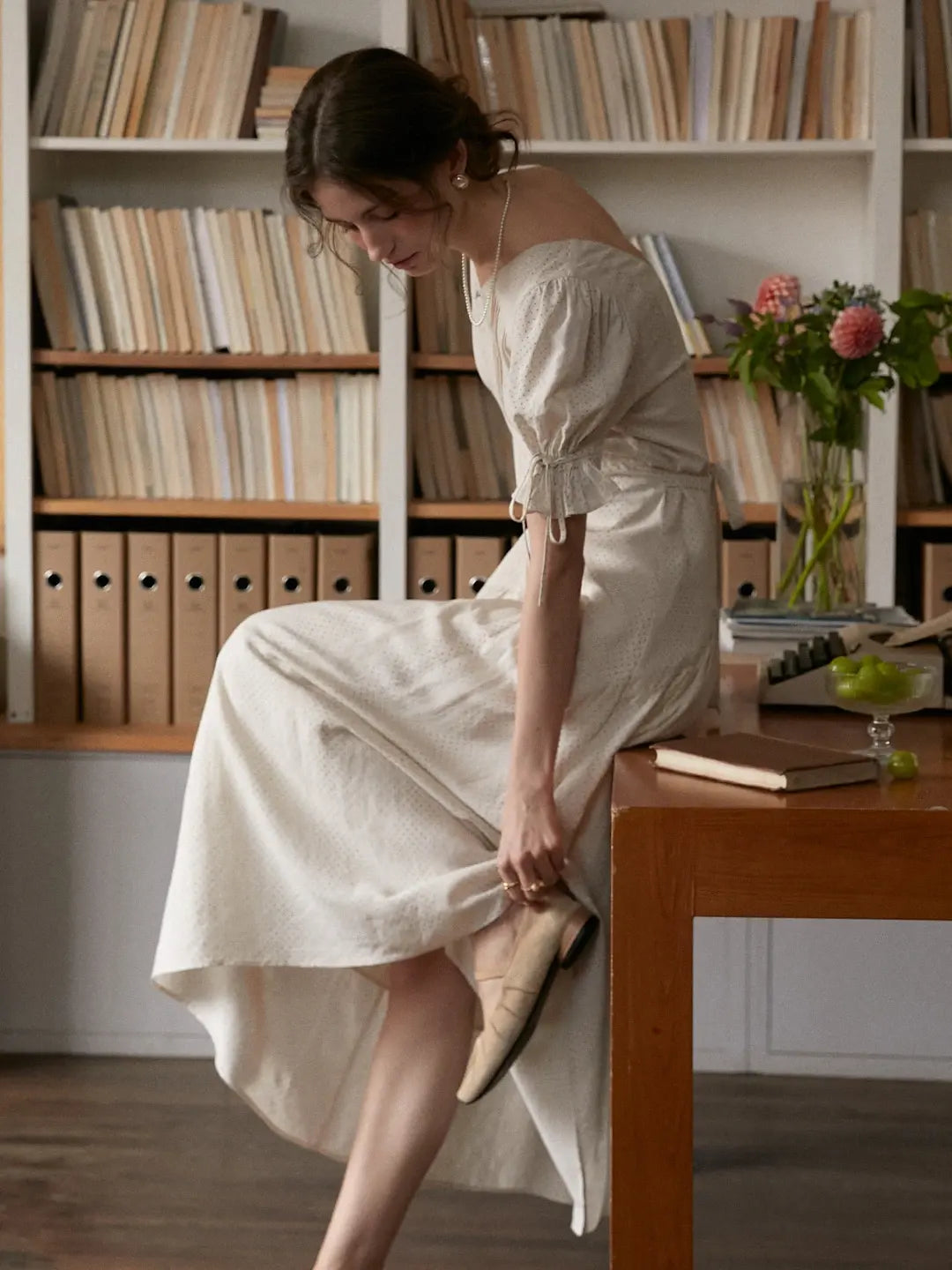 Emiliana V-Neck Accordion Pleats Dress