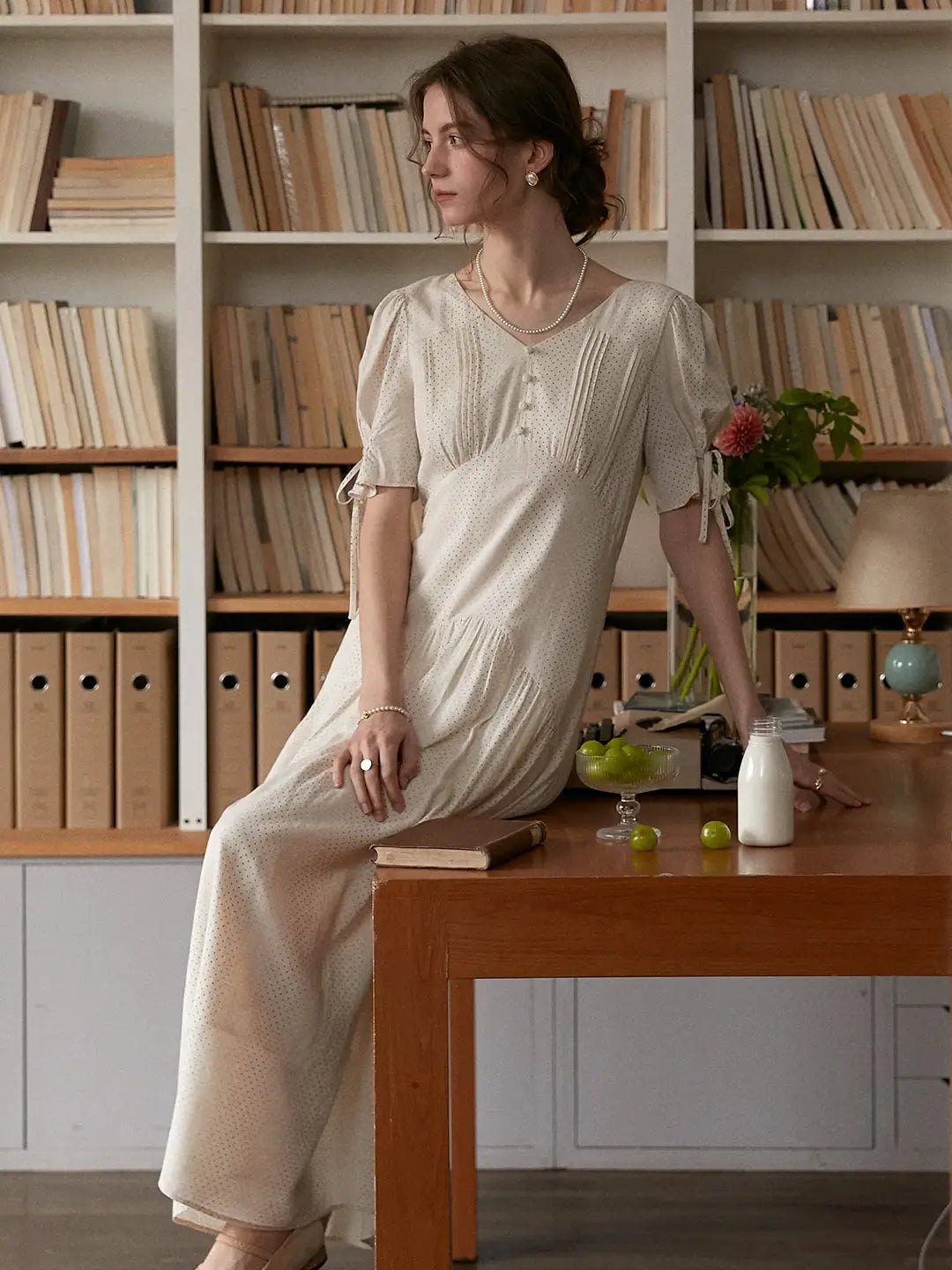 Emiliana V-Neck Accordion Pleats Dress