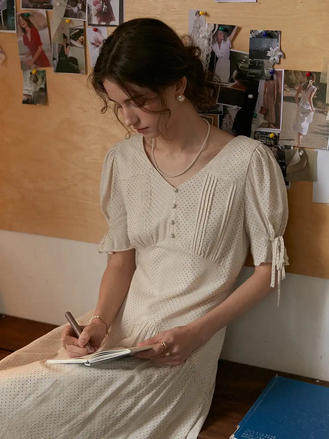 Emiliana V-Neck Accordion Pleats Dress