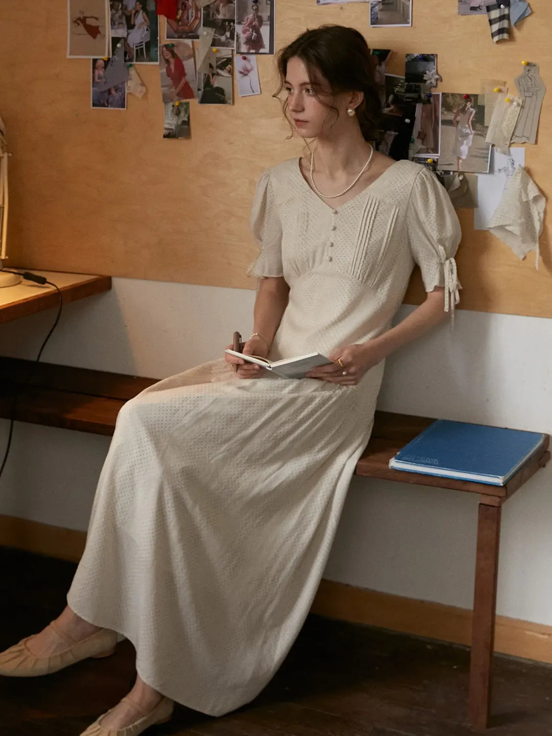 Emiliana V-Neck Accordion Pleats Dress