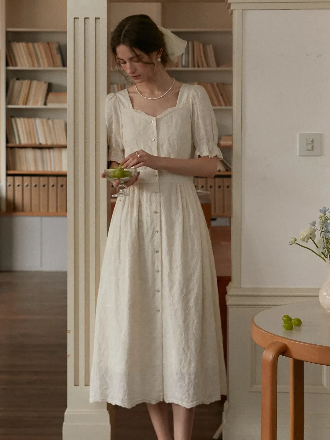 Ayra Sweetheart Neck Puff Sleeves Dress