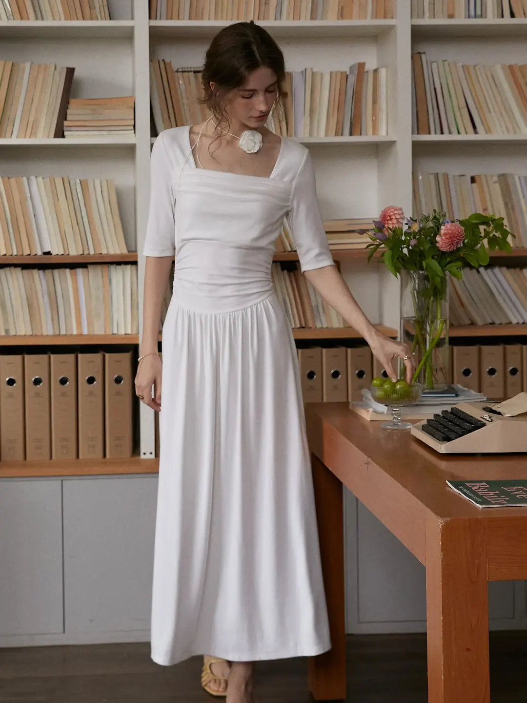 Hayley Simple Square Neck Cotton Dress