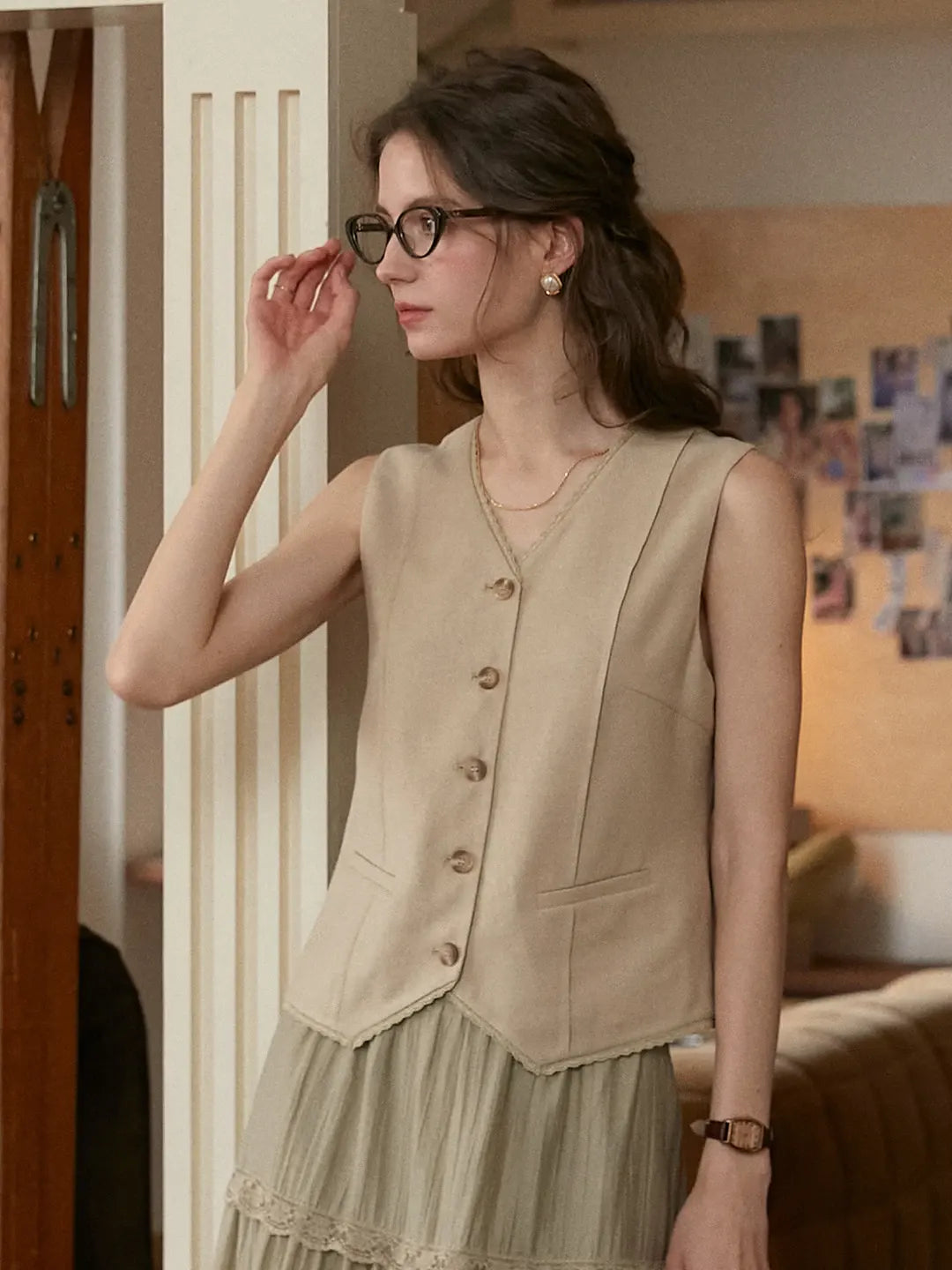 Dana V-Neck Linen Vest