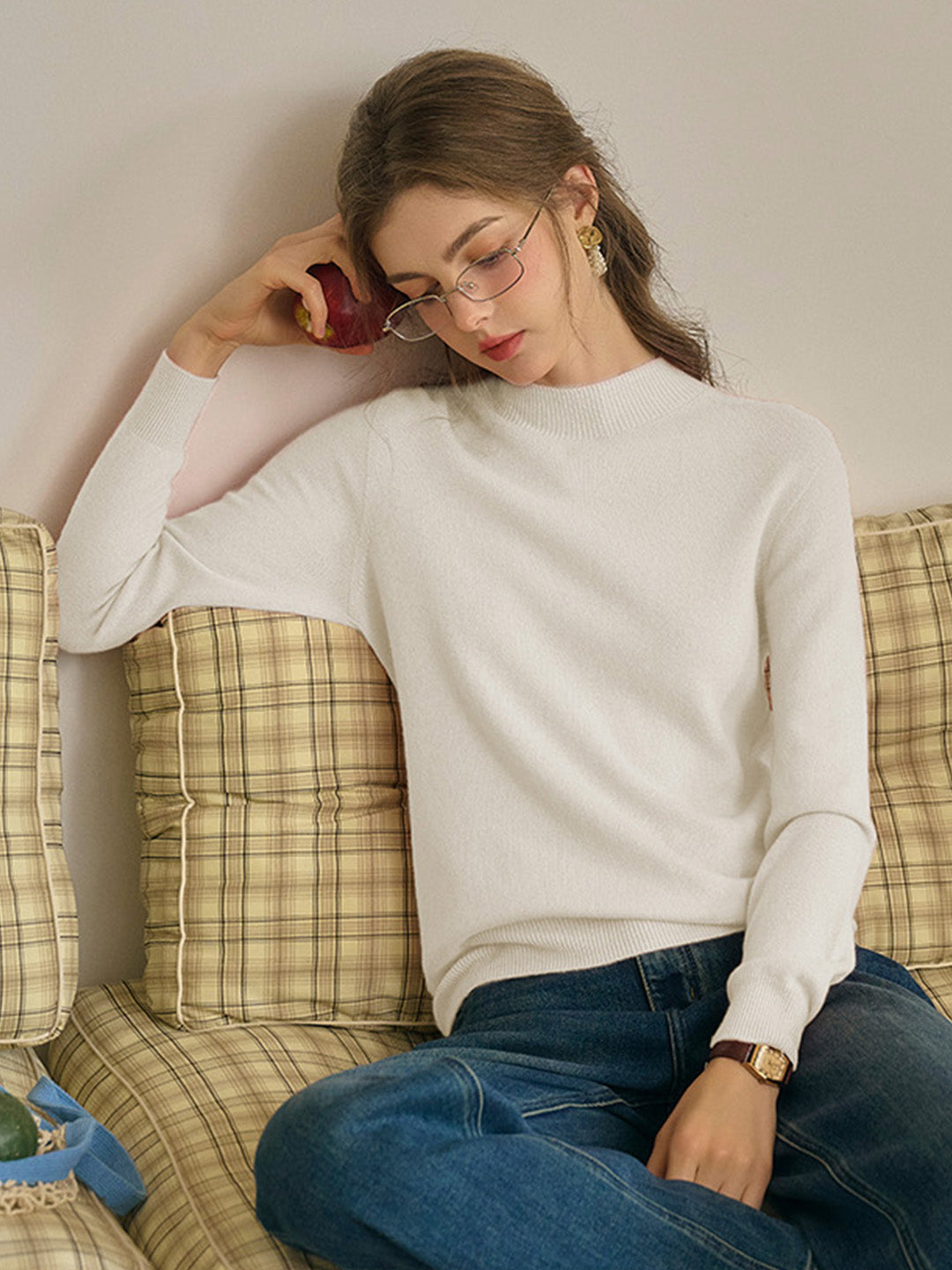 Kamari Mock Neck 100% Wool Slim Fit Knit Sweater