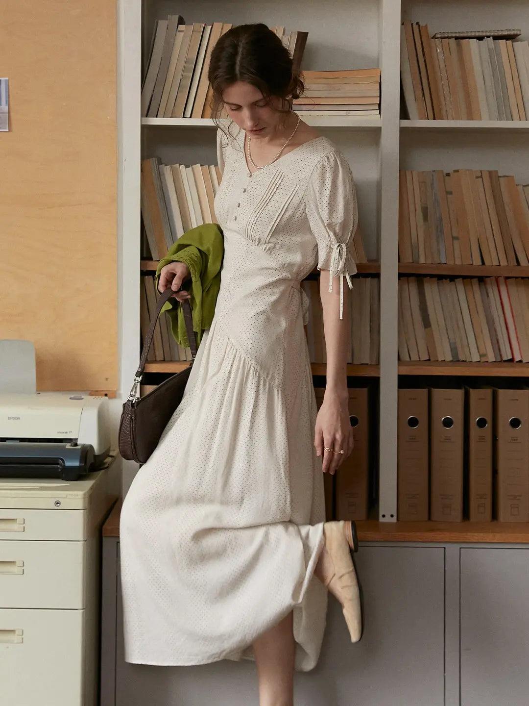 Emiliana V-Neck Accordion Pleats Dress