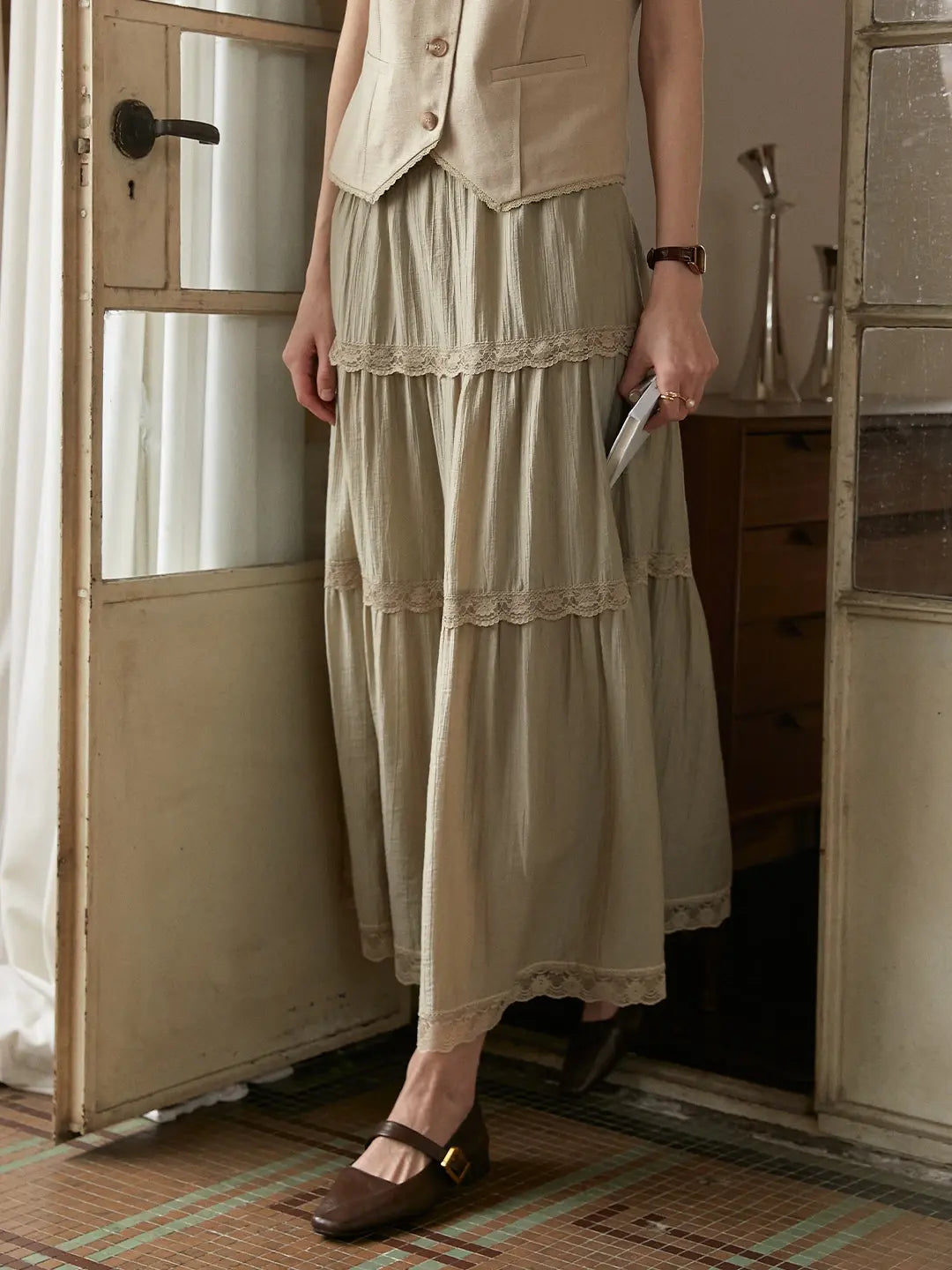 Dana Lace Linen Skirt