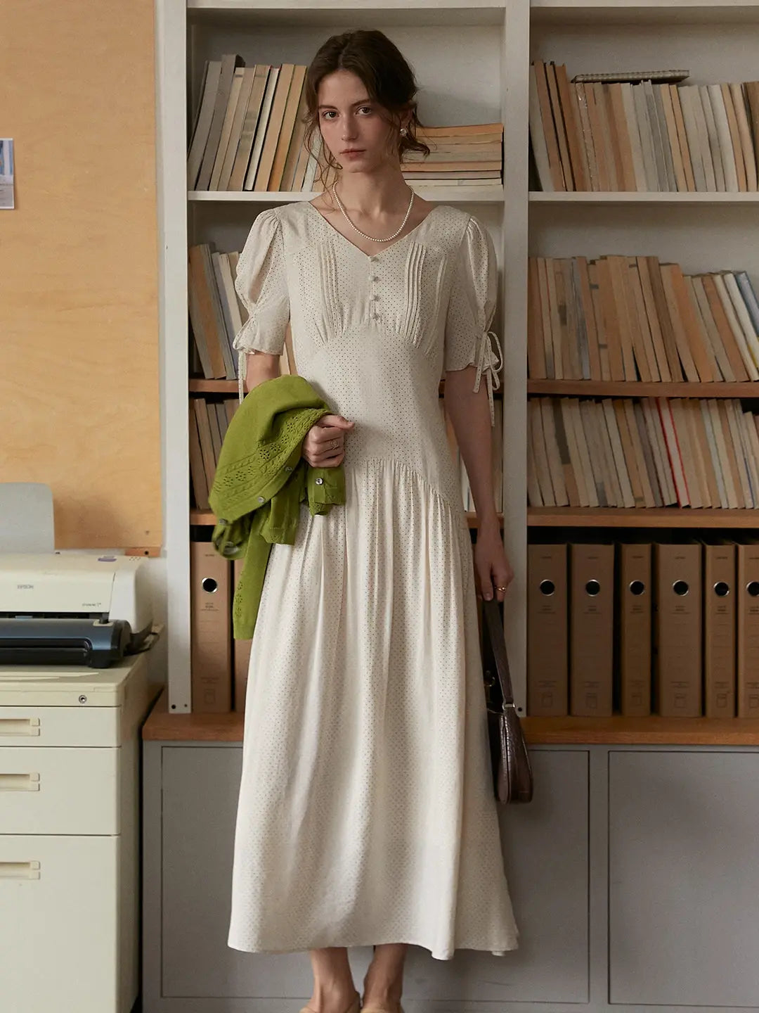 Emiliana V-Neck Accordion Pleats Dress