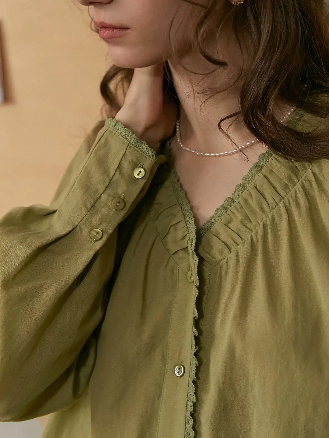 Deborah V-Neck Linen Blouse