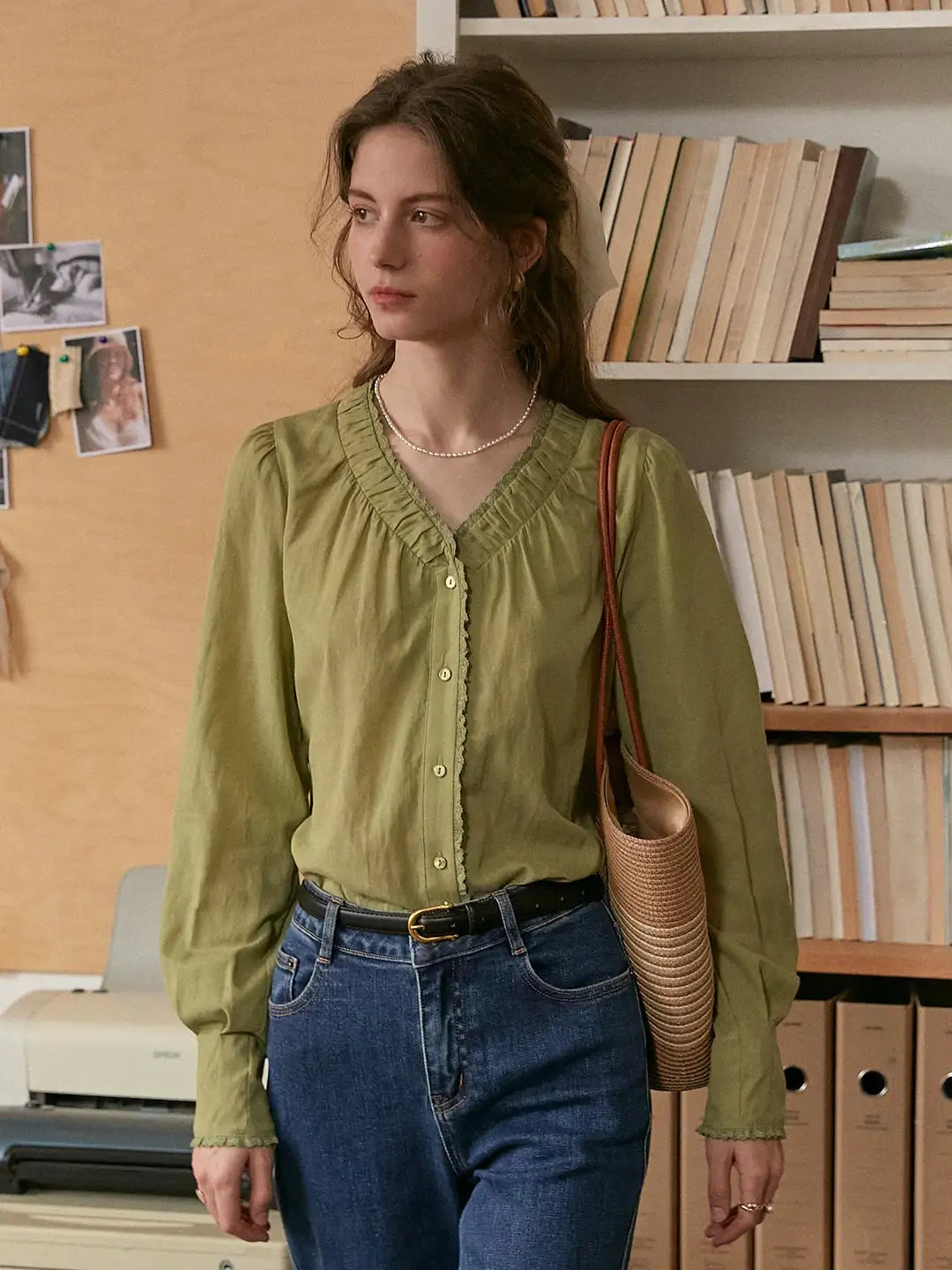 Deborah V-Neck Linen Blouse