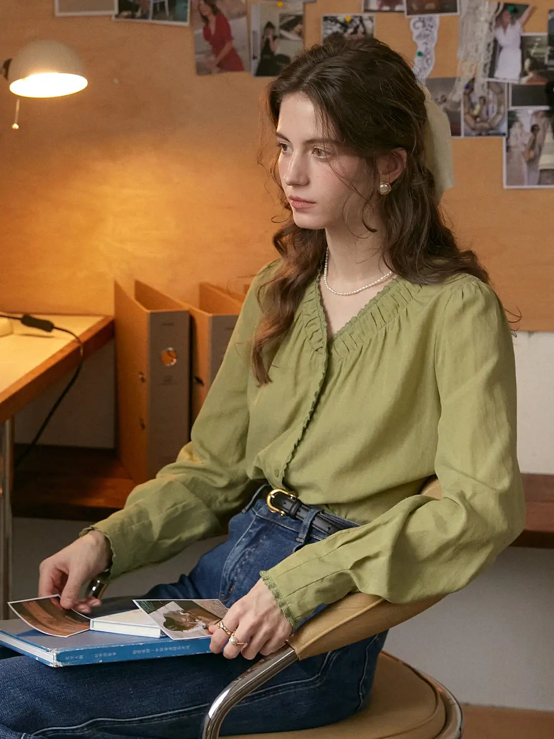 Deborah V-Neck Linen Blouse