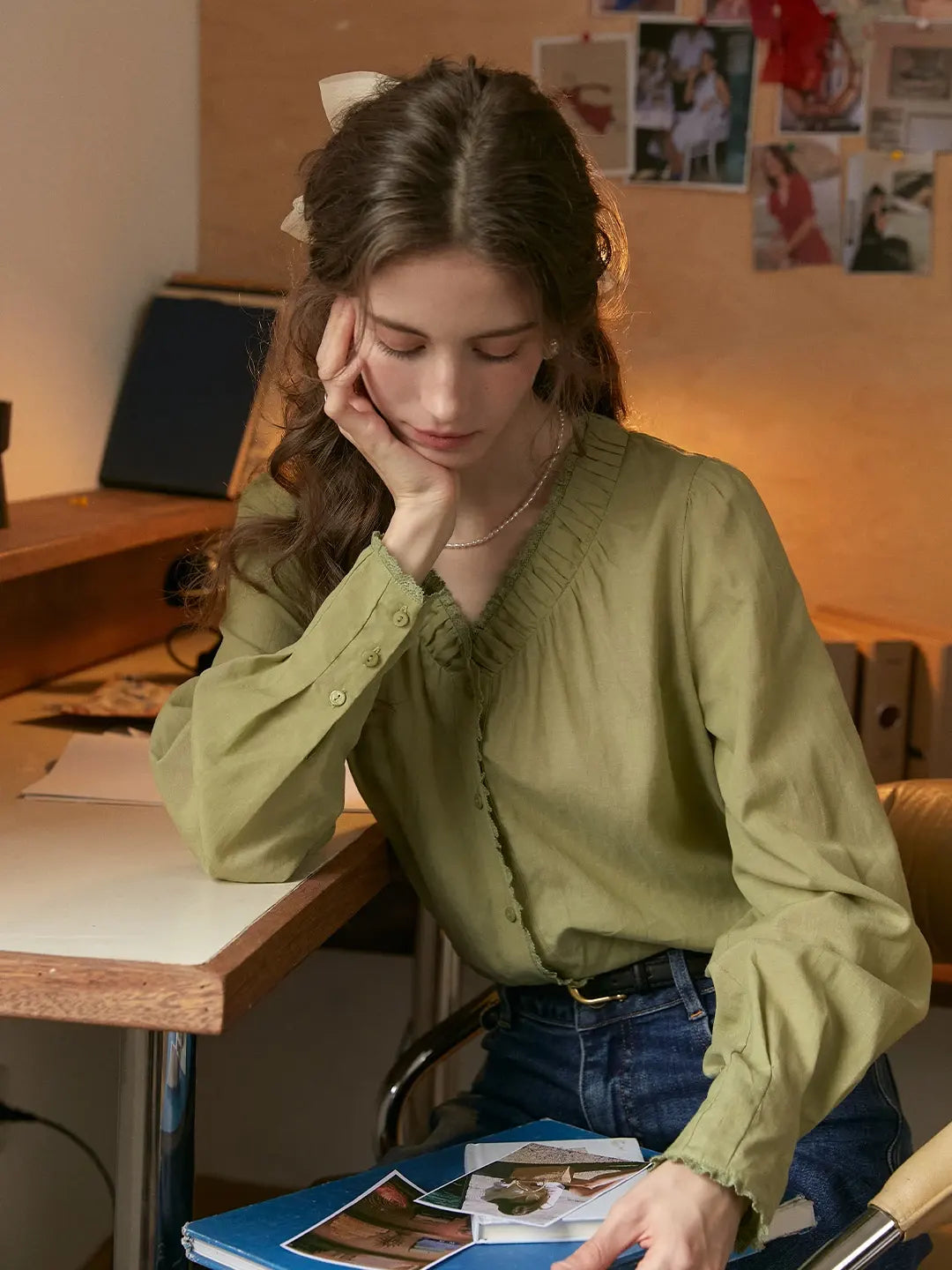 Deborah V-Neck Linen Blouse