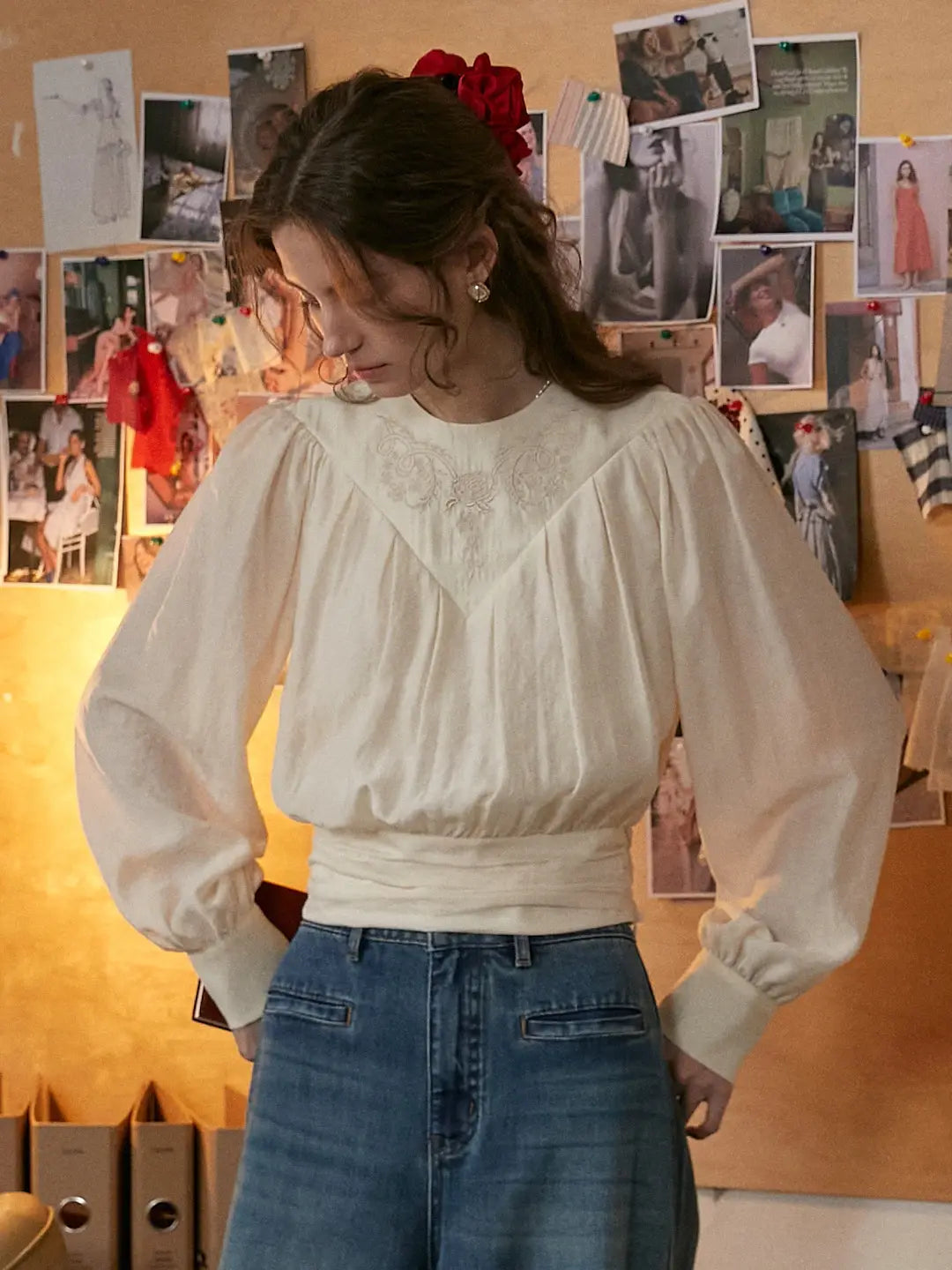 Kenia Round Neck Embroidered Blouse