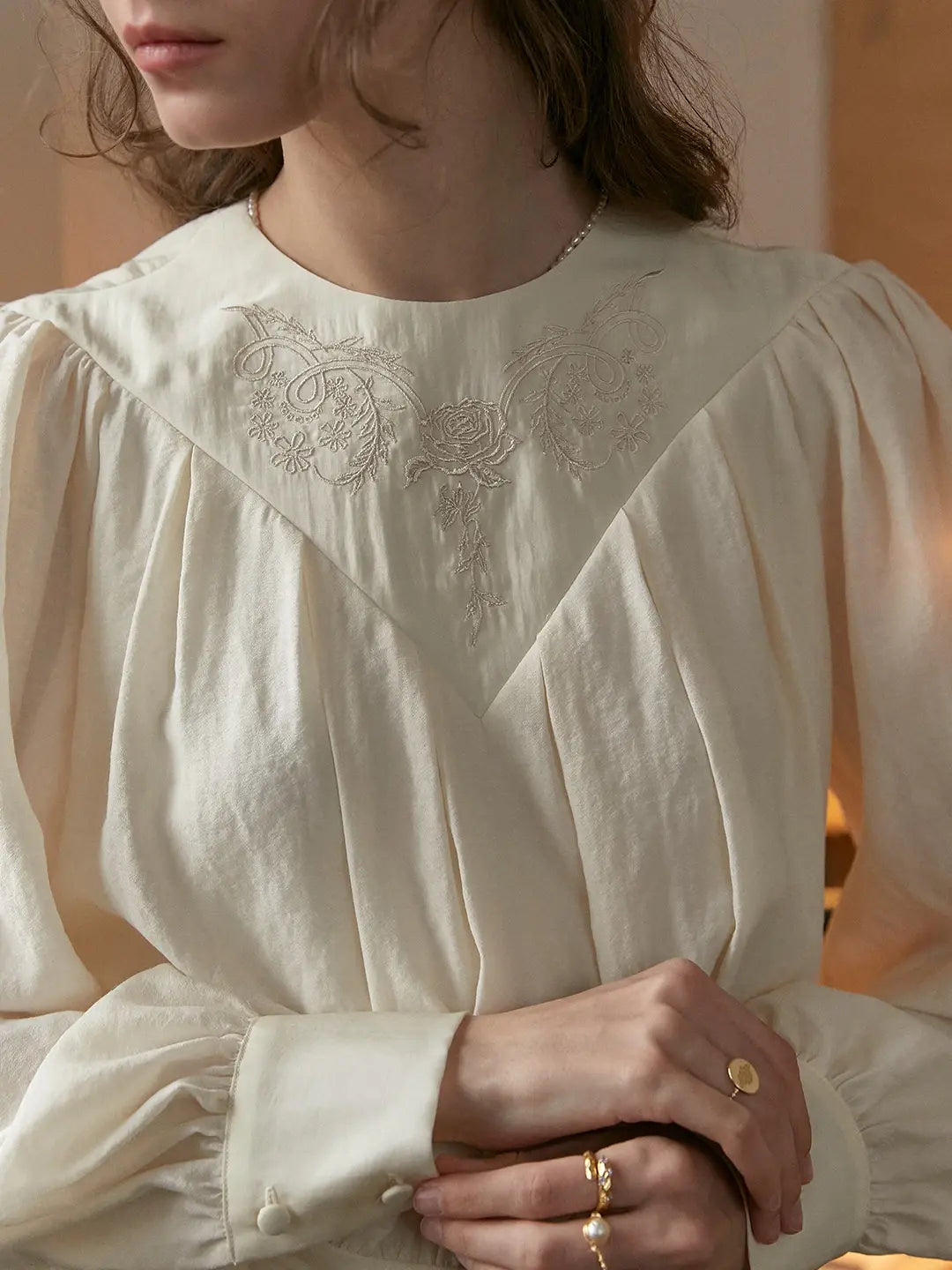 Kenia Round Neck Embroidered Blouse