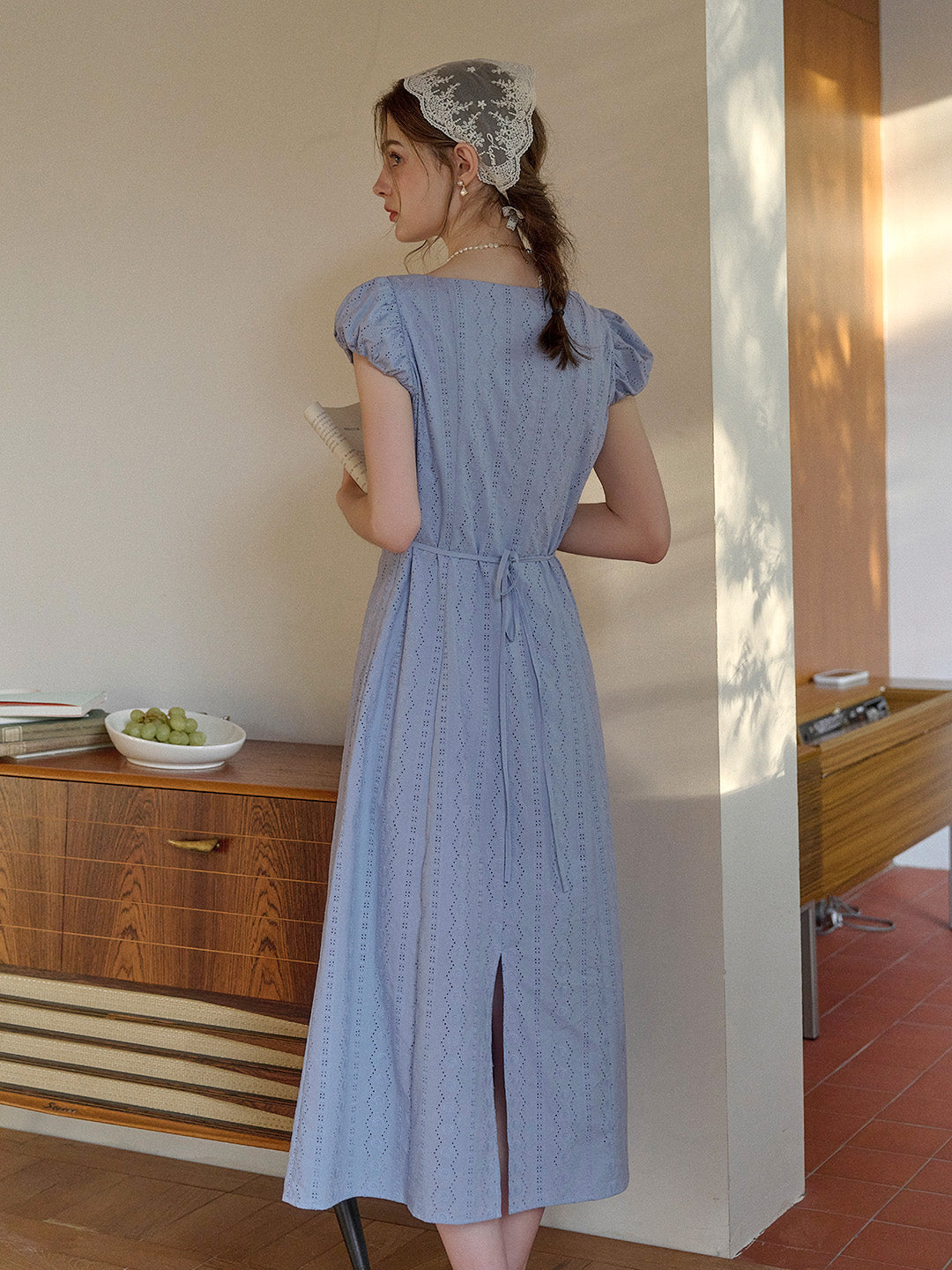 Emily Square Neck Embroidery 100% Cotton Dress