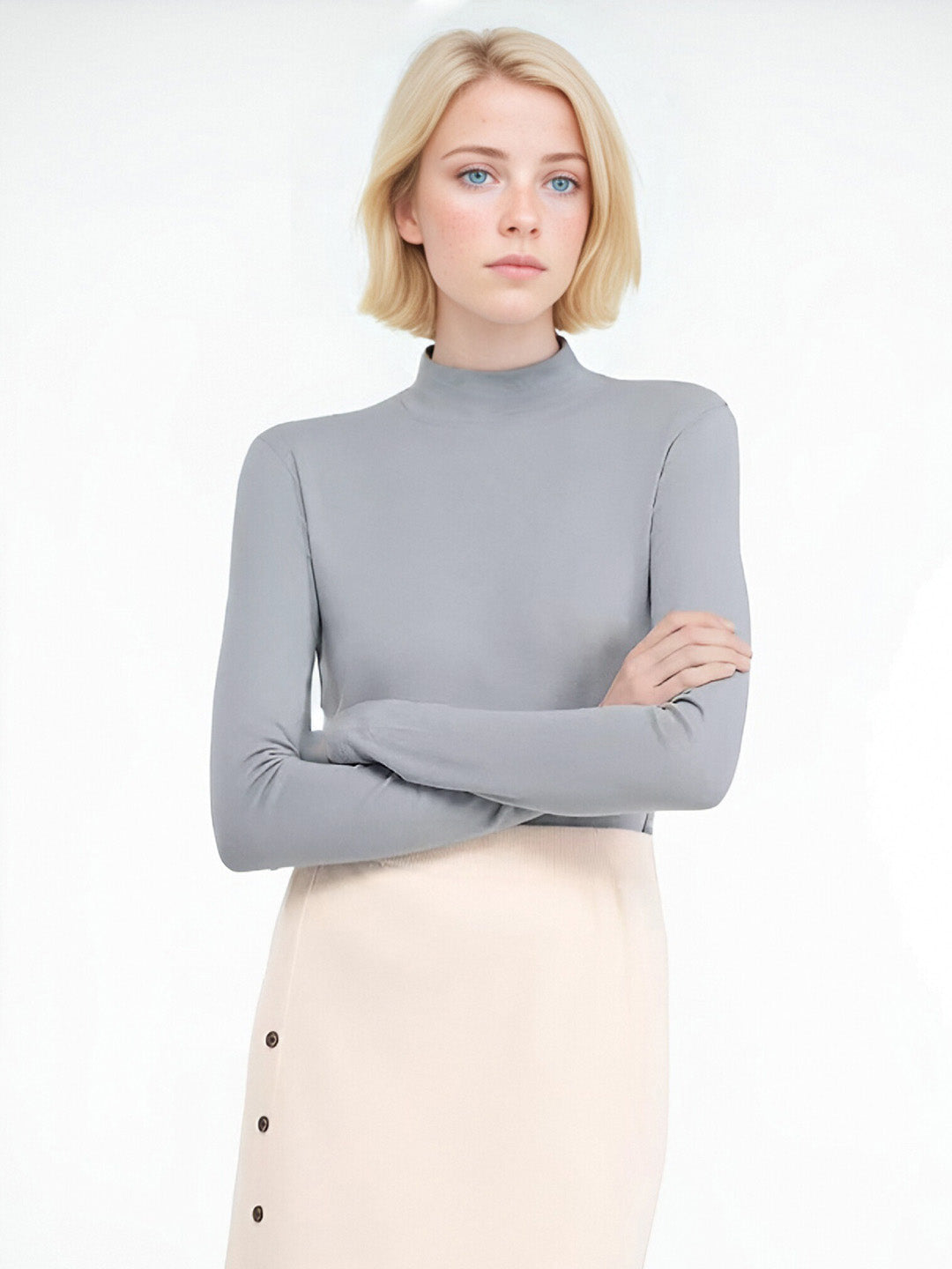 Emberlynn Simple Slim Fit Mock Neck Sweater