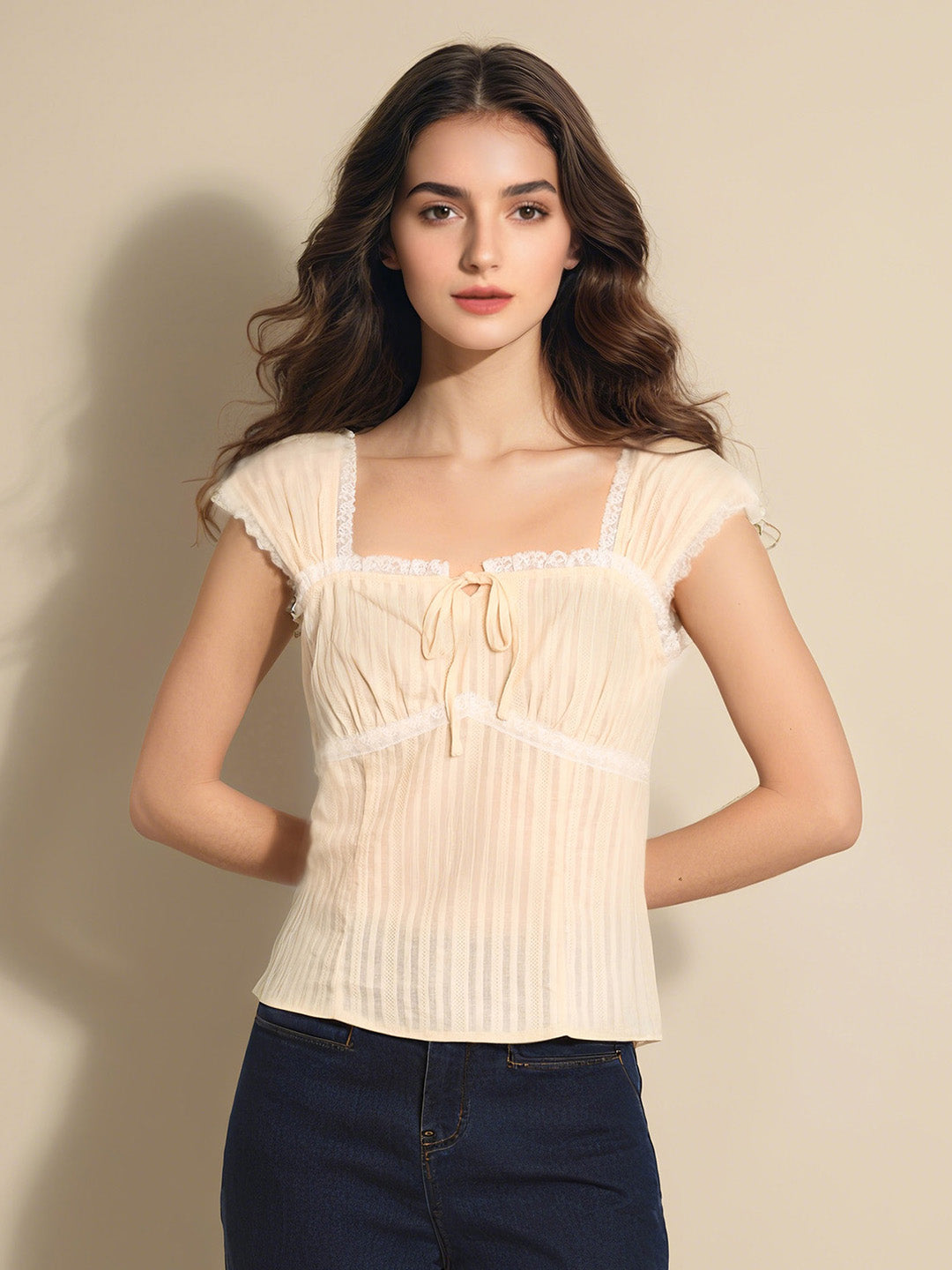 【Final Sale】Cecilia Square Neck 100% Cotton Blouse