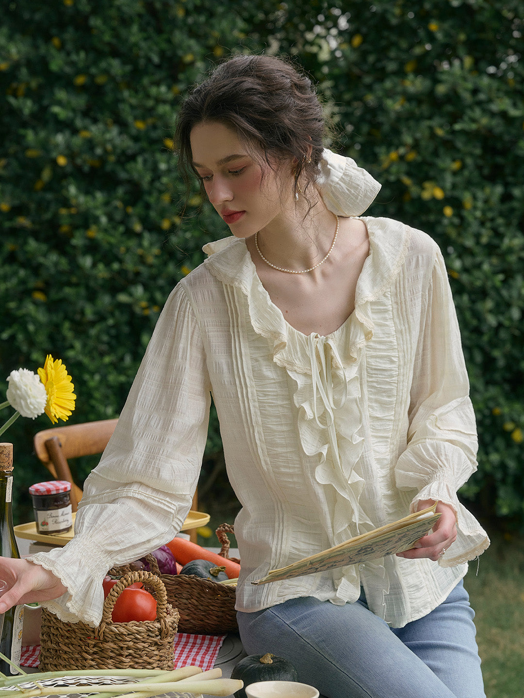 【Final Sale】Joelle Round Neck Ruffle Blouse