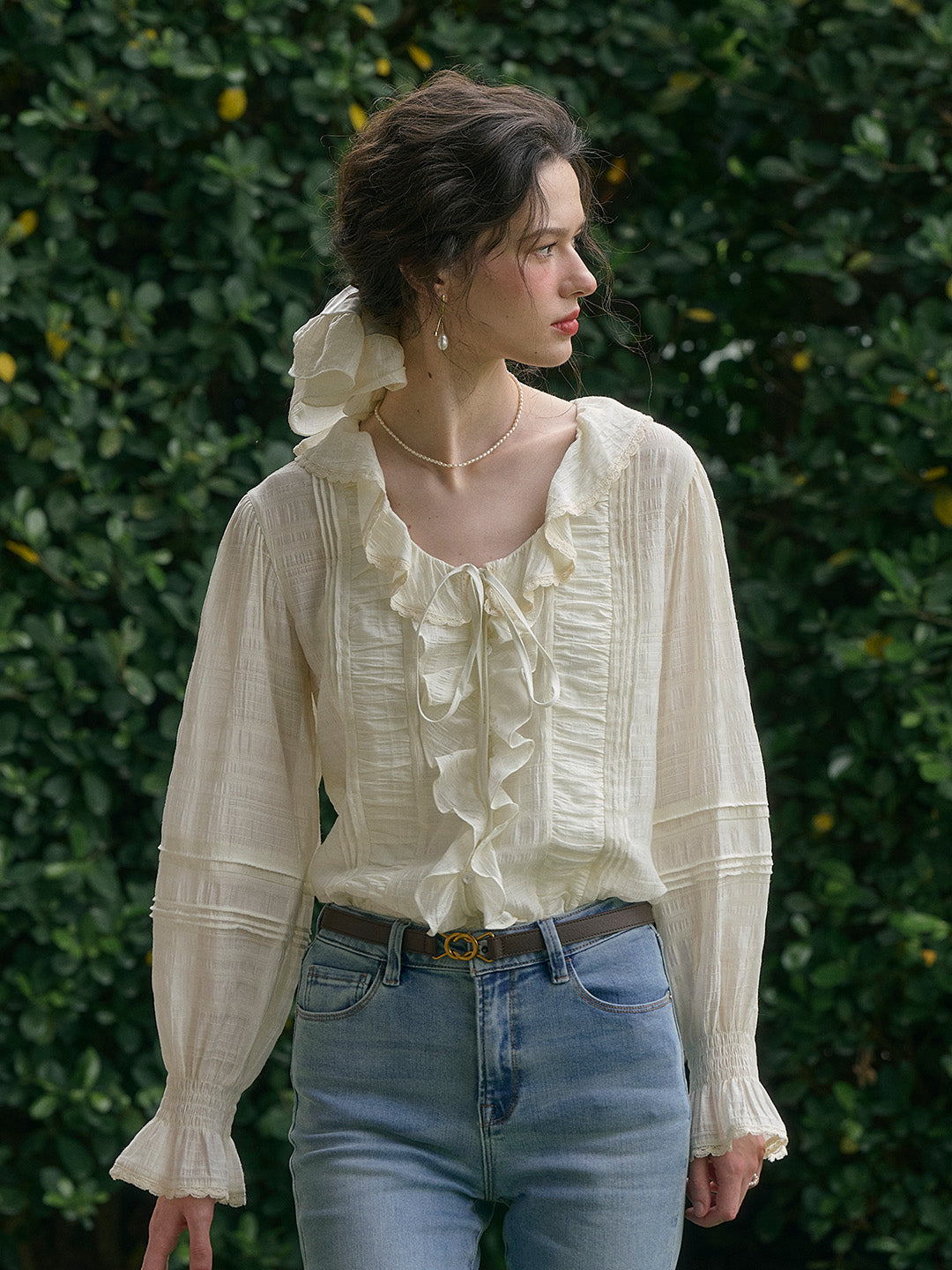【Final Sale】Joelle Round Neck Ruffle Blouse