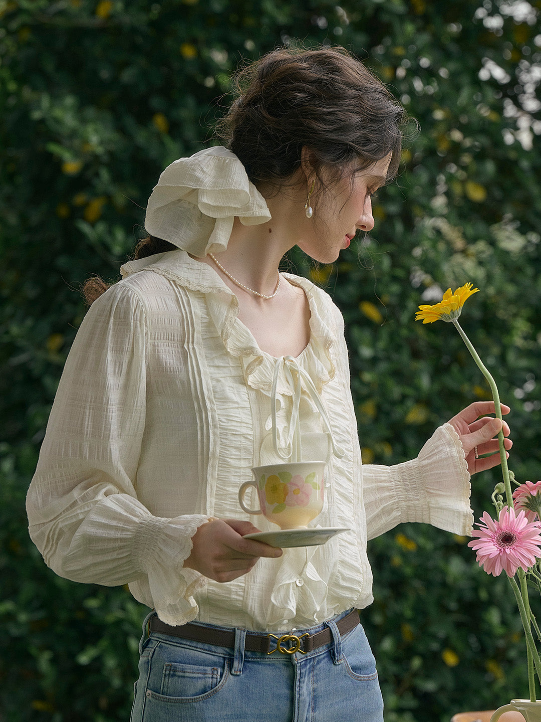 【Final Sale】Joelle Round Neck Ruffle Blouse