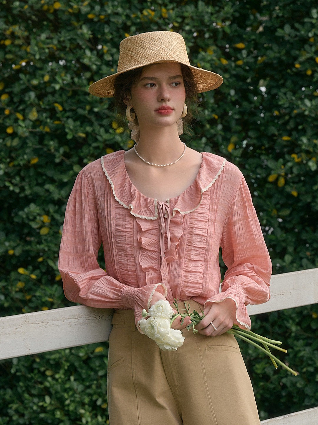 【Final Sale】Joelle Round Neck Ruffle Blouse