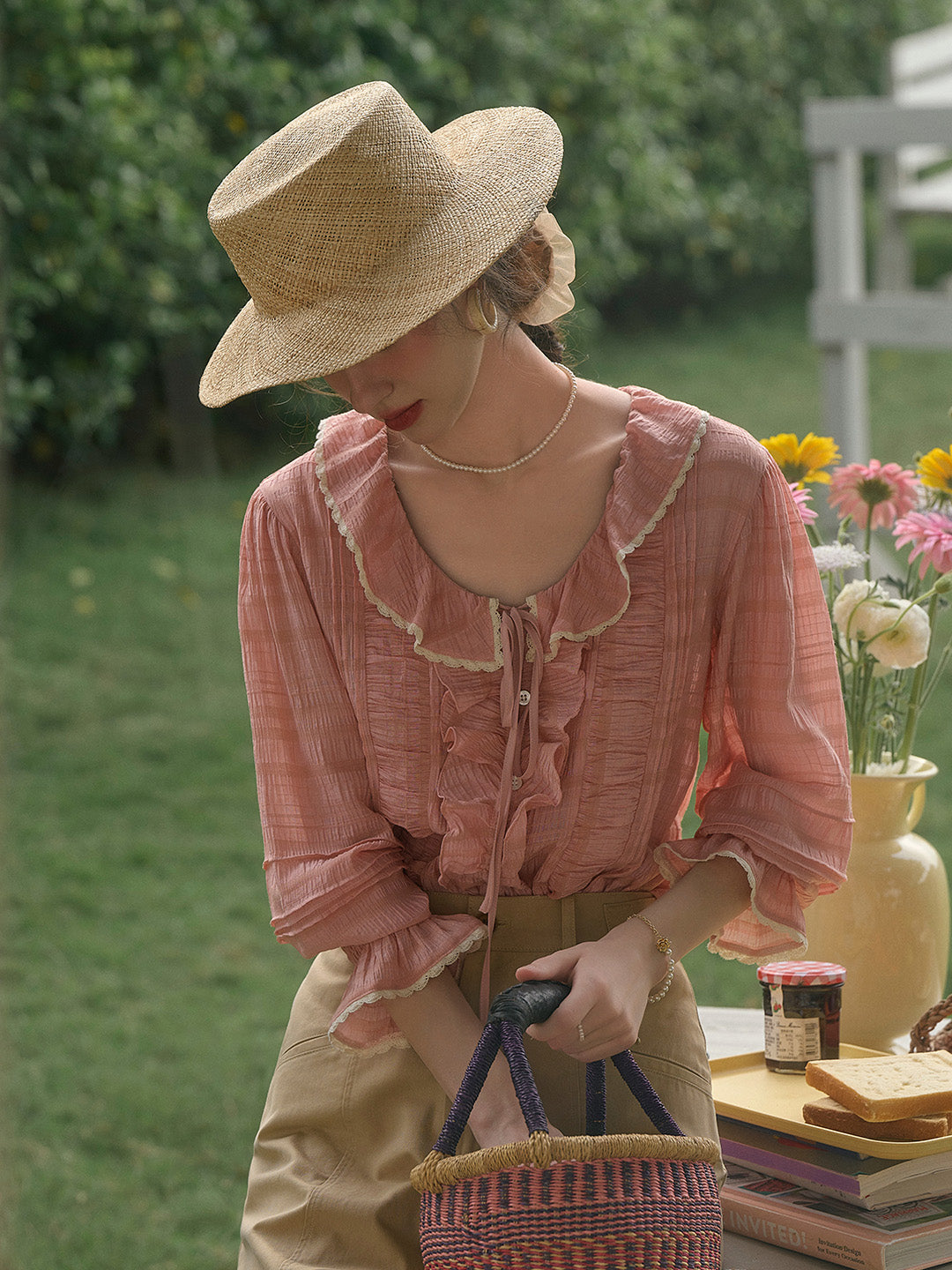 【Final Sale】Joelle Round Neck Ruffle Blouse