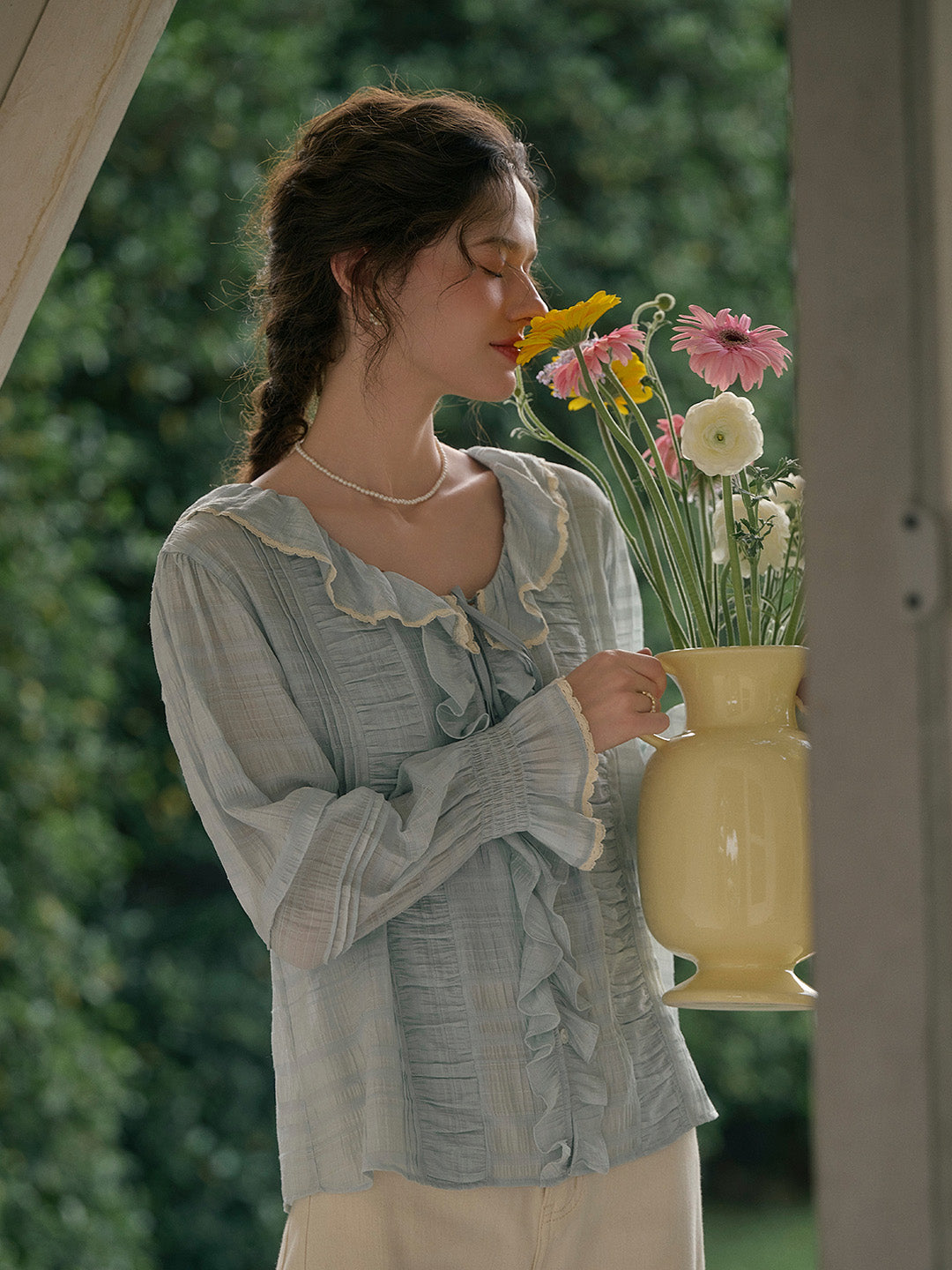 【Final Sale】Joelle Round Neck Ruffle Blouse