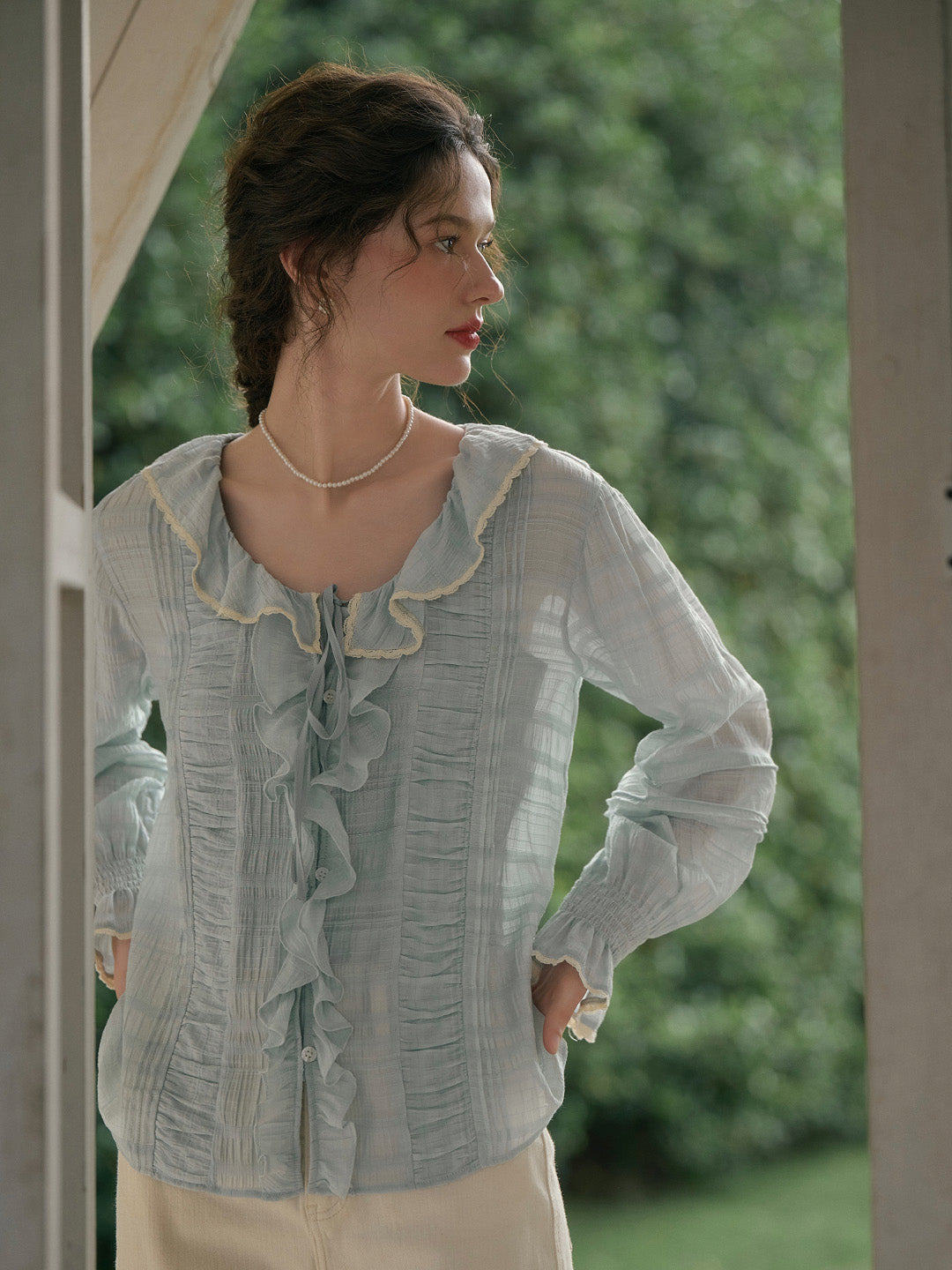 【Final Sale】Joelle Round Neck Ruffle Blouse