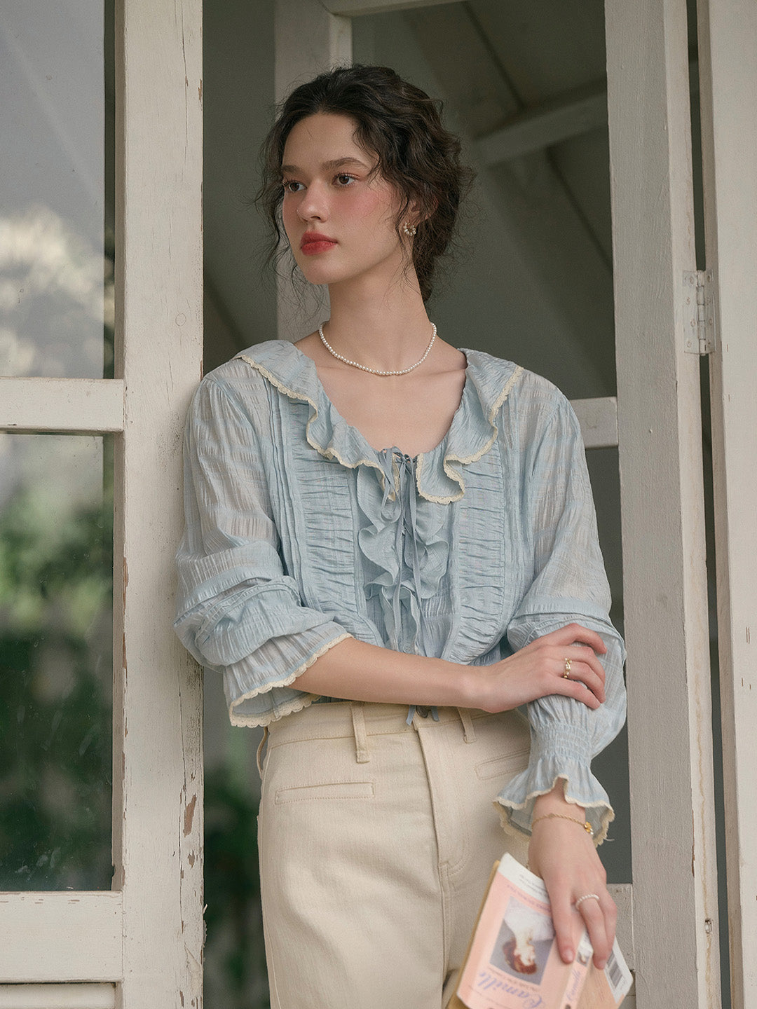 【Final Sale】Joelle Round Neck Ruffle Blouse