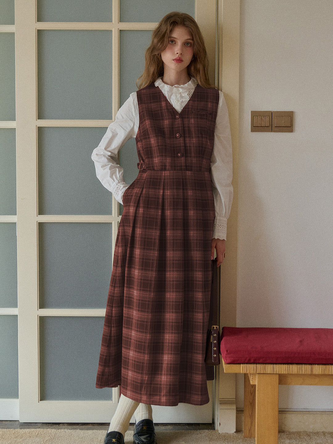Kinley V-Neck Plaid Dress