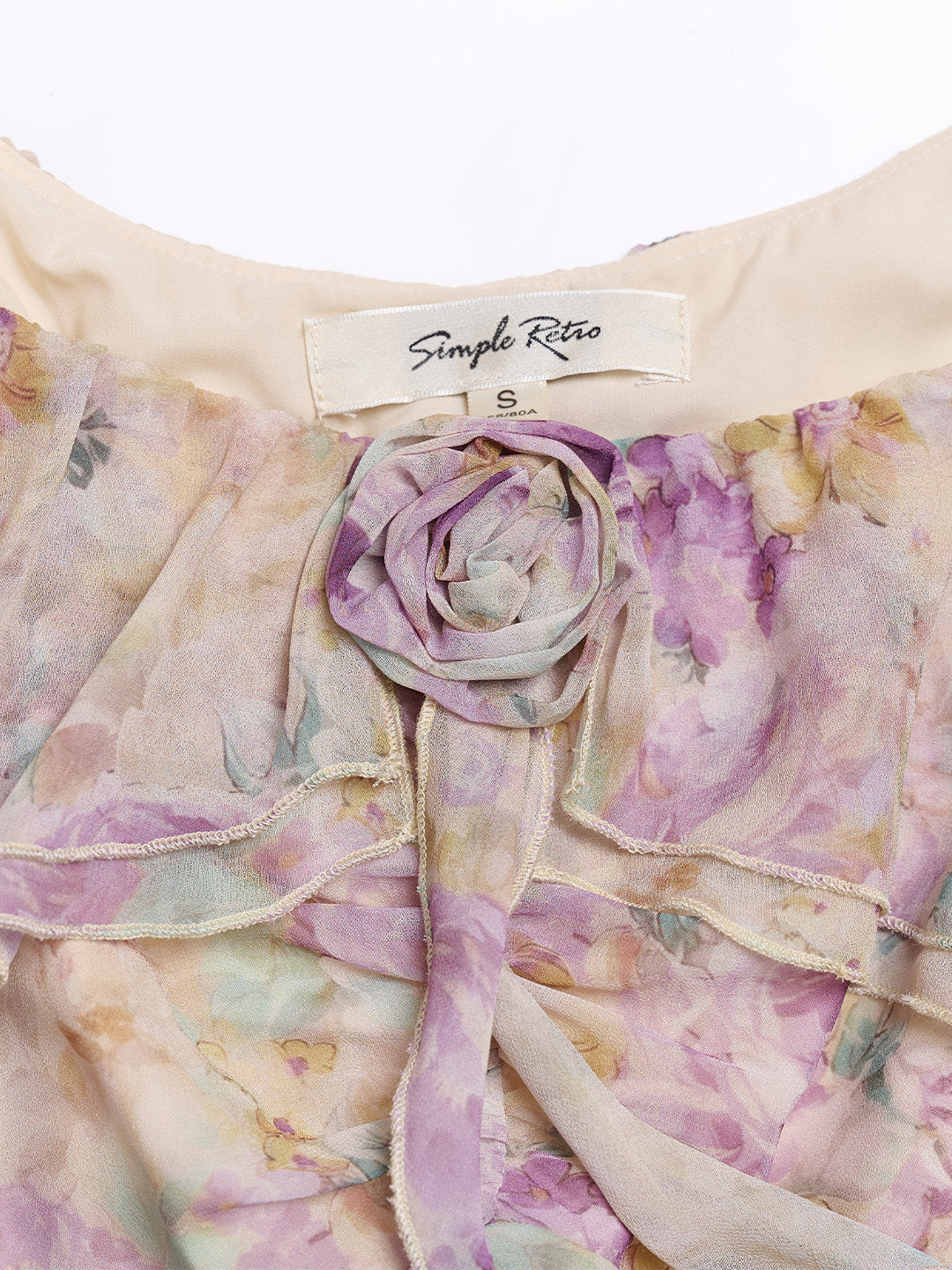 Araya Rosette Ruffle Floral Dress