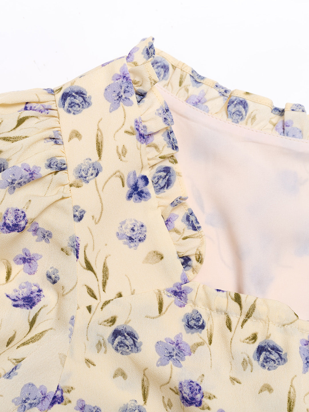 Esperanza Round Neck Floral Puff Sleeve Dress