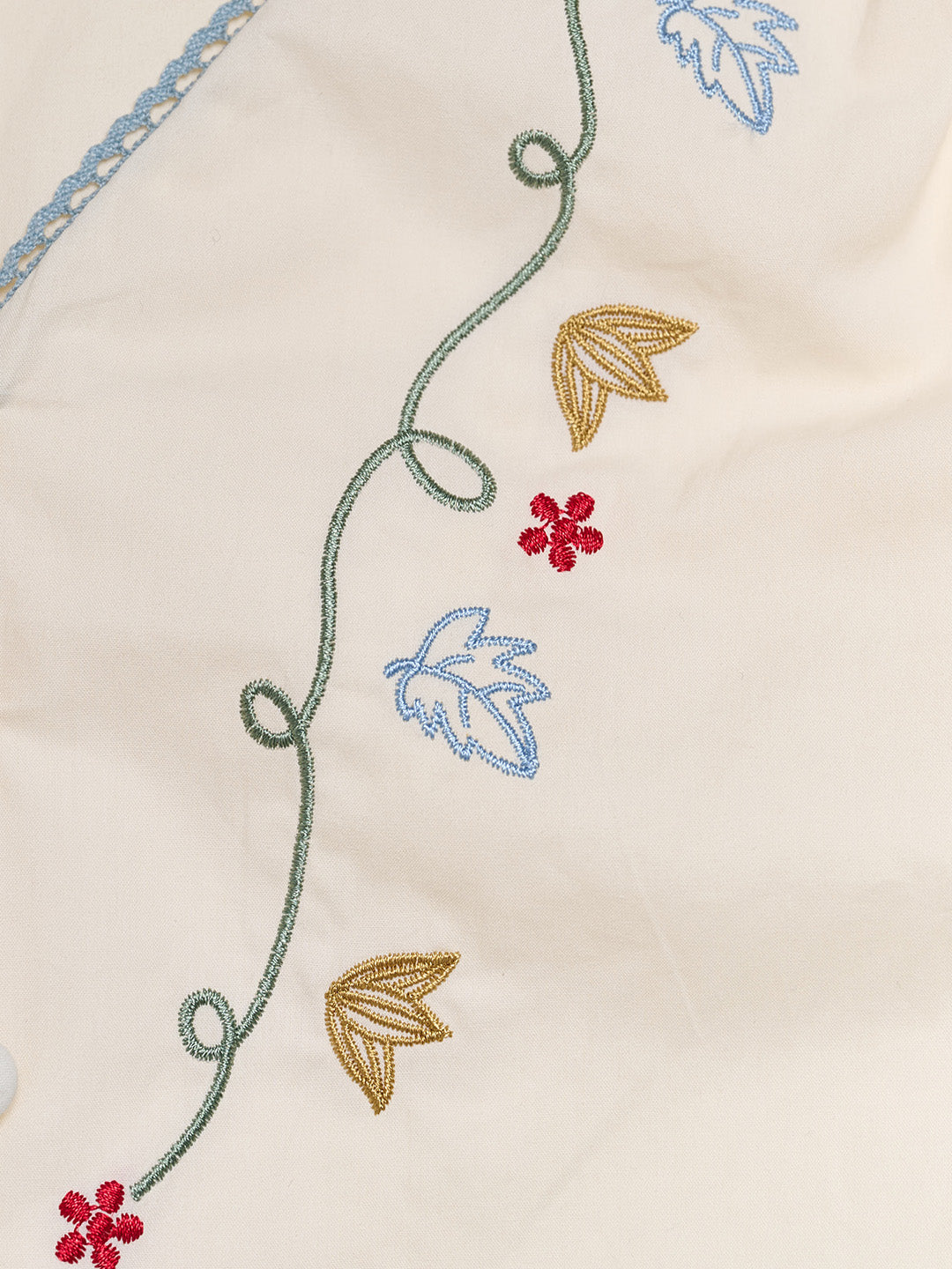 Violette V-Neck Flora Embroidered 100%Cotton Blouse