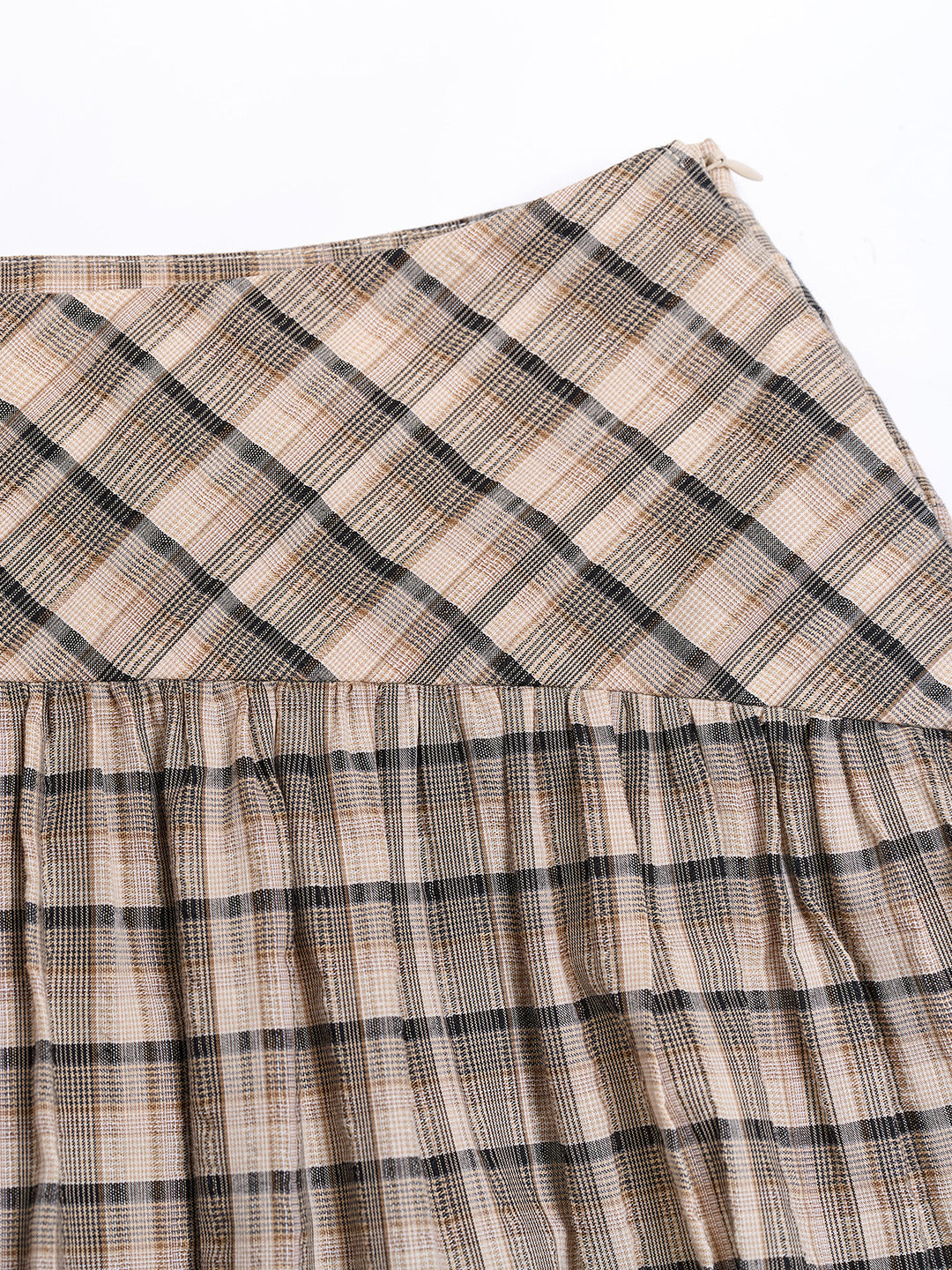 Alaiya Lace Trim Plaid 100% Cotton Skirt