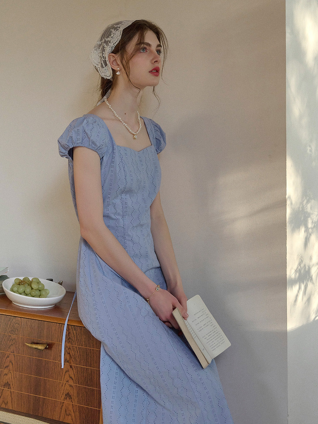 Emily Square Neck Embroidery 100% Cotton Dress