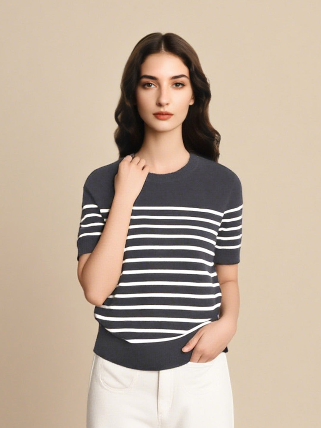 Regina 100% Wool Striped Top