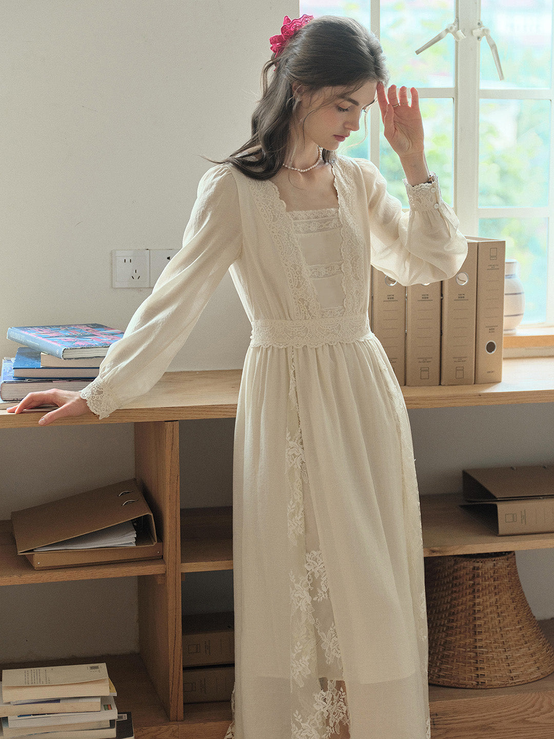Paige French Lace Square Neck Dress