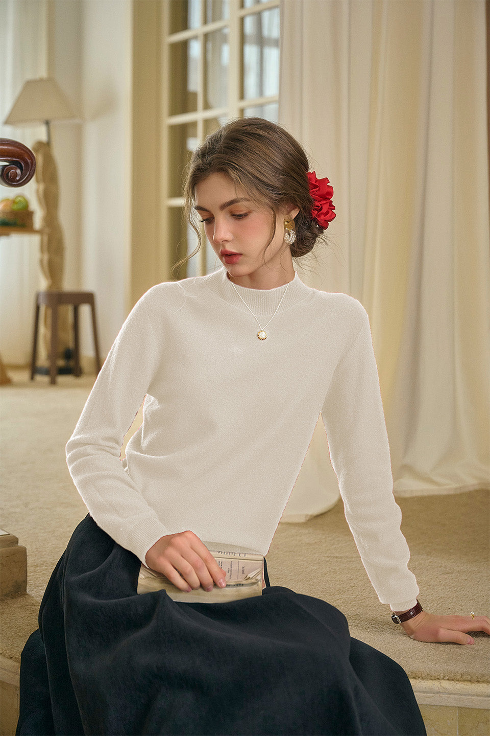 Kamari Mock Neck 100% Wool Slim Fit Knit Sweater