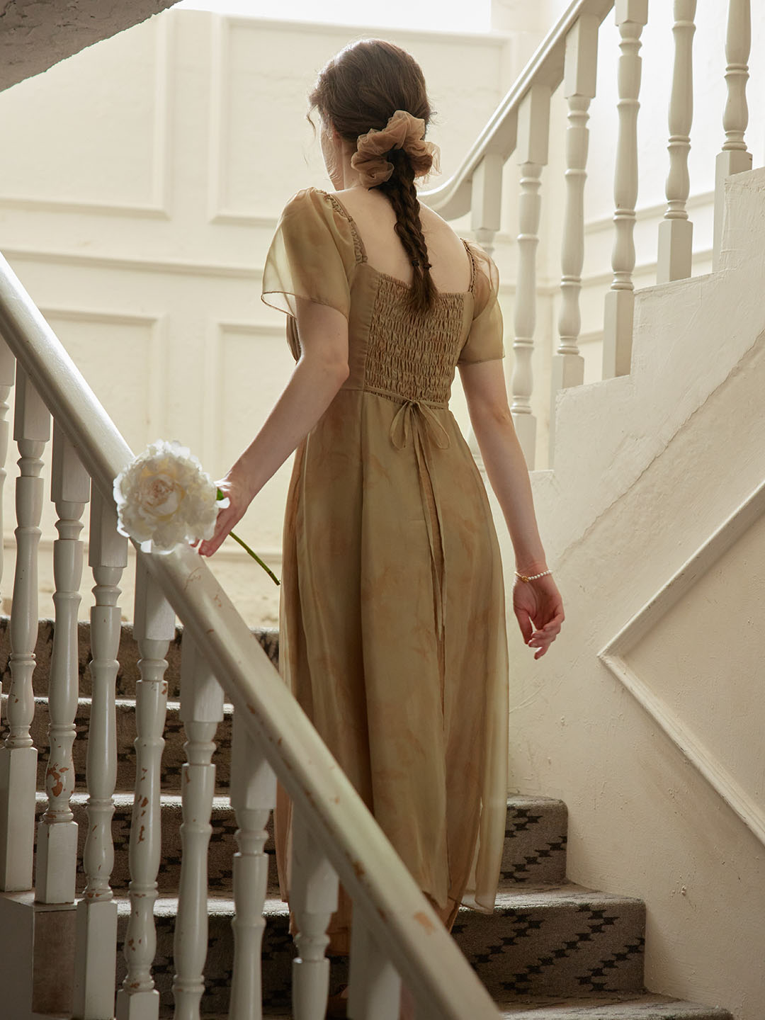 【Final Sale】Aubrie Elegant Heart Neck Puff Sleeve Dress