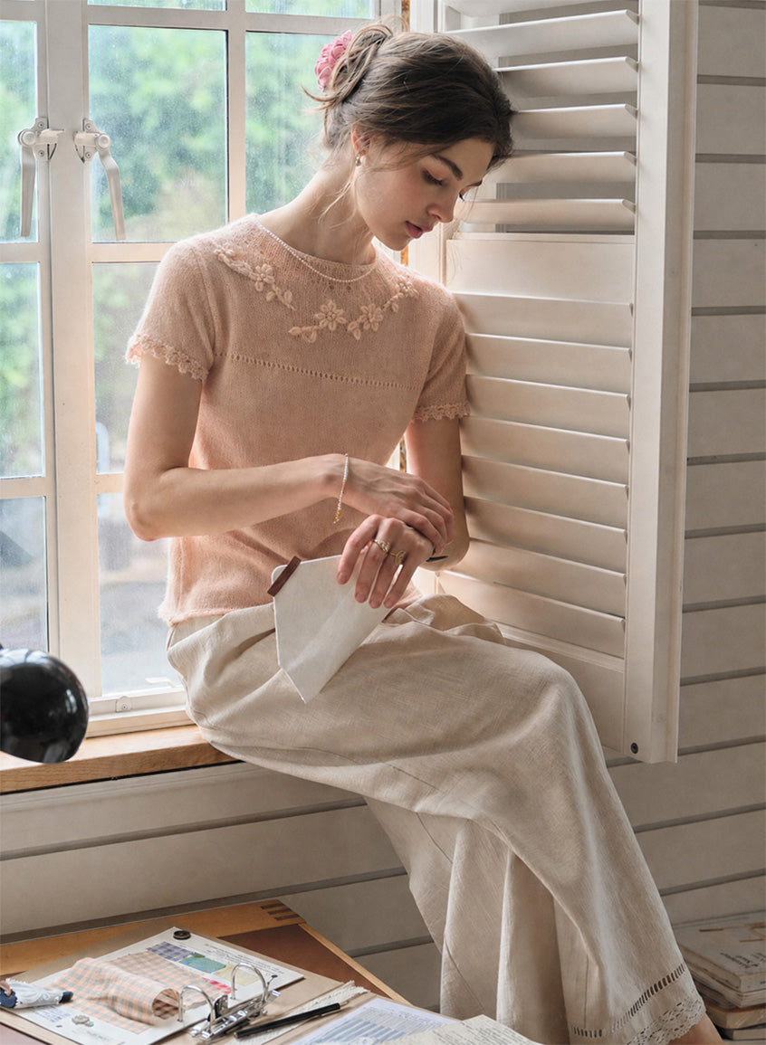 Ellianna Round Neck Lace Embroidery Knitwear