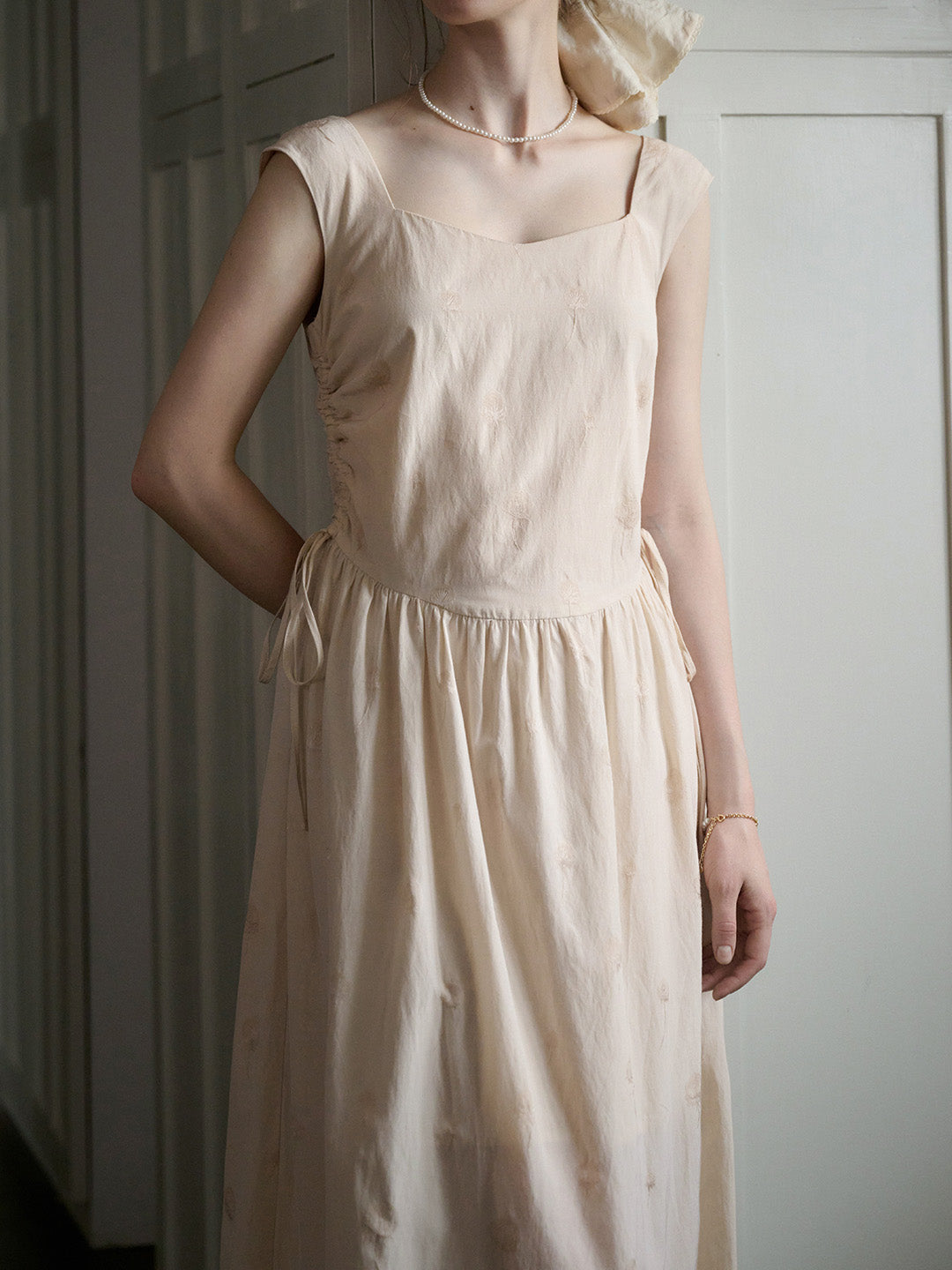 Marianna French Square Neck Embroidered Tank Dress