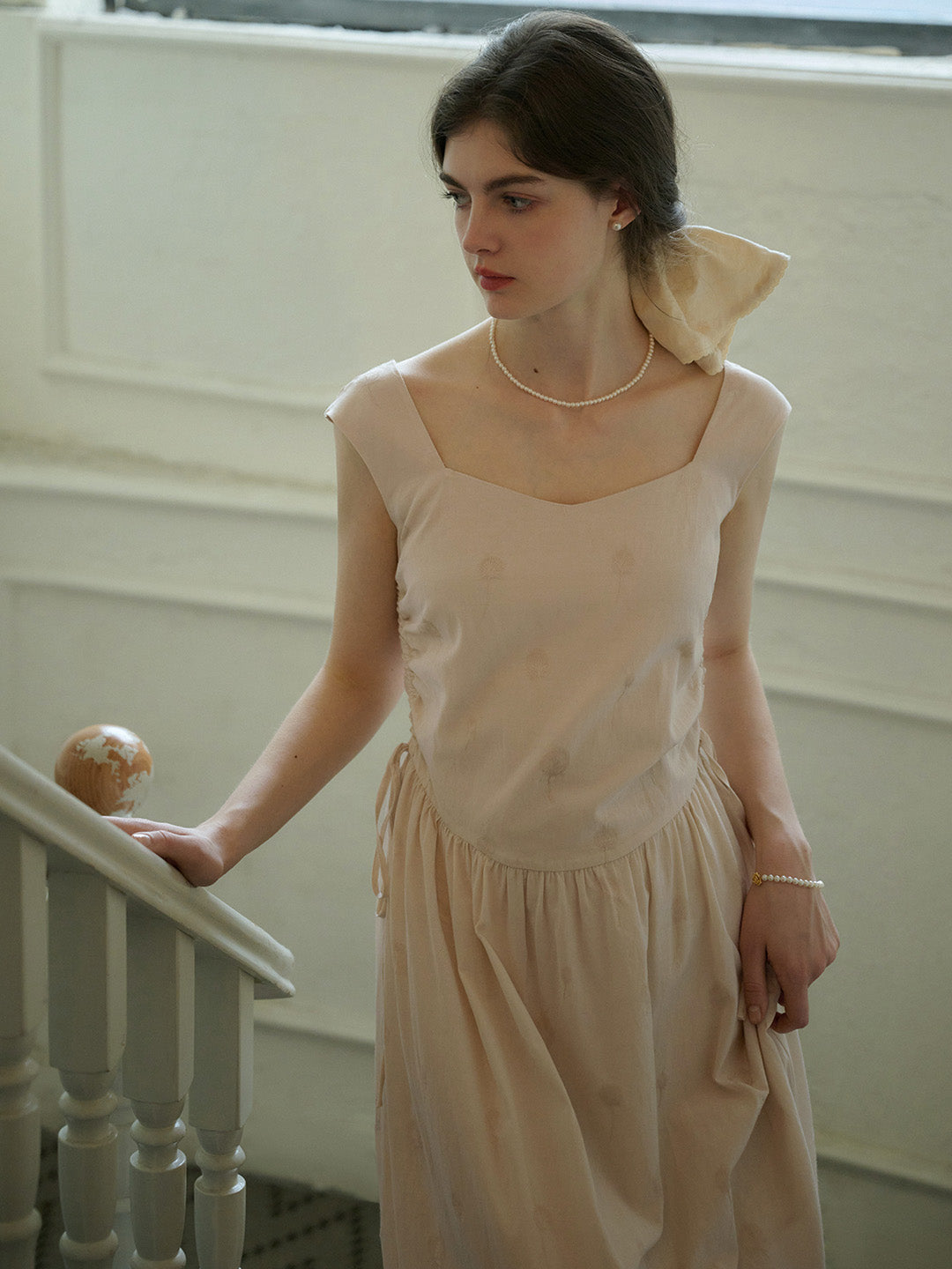 Marianna French Square Neck Embroidered Tank Dress